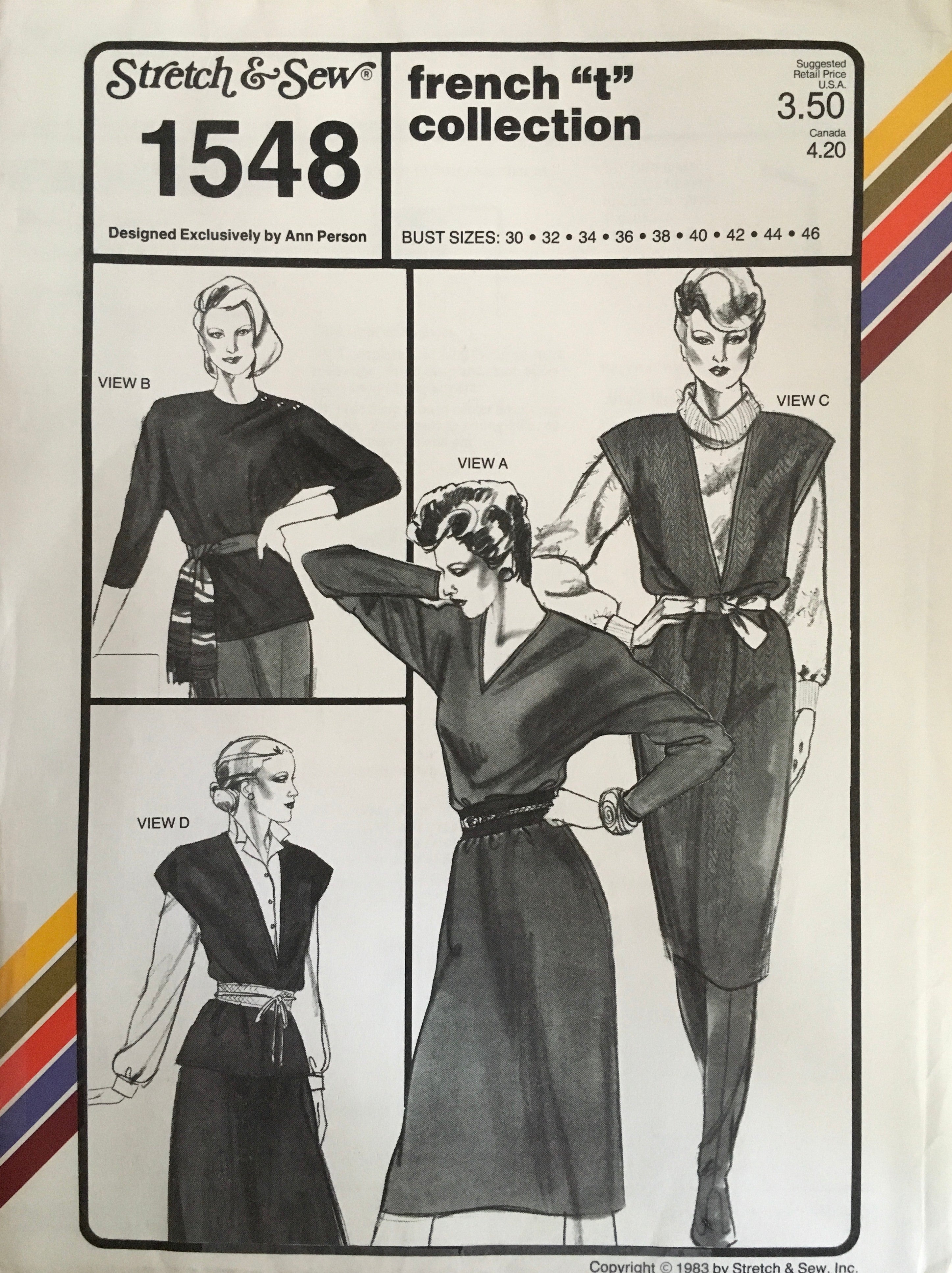 Stretch & Sew 1548 Sewing Pattern (Vintage) UNCUT