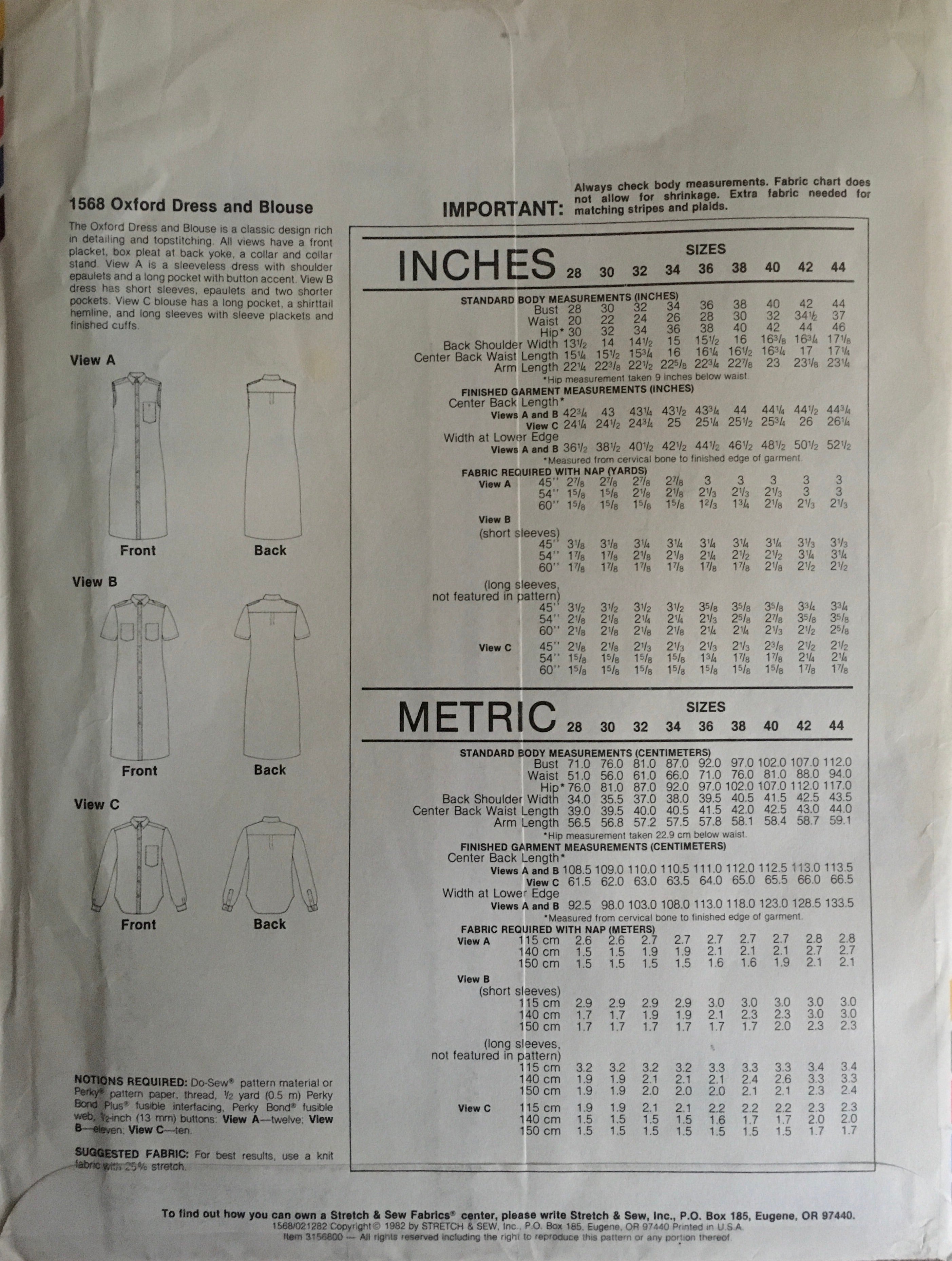 Stretch & Sew 1568 Sewing Pattern (Vintage) UNCUT