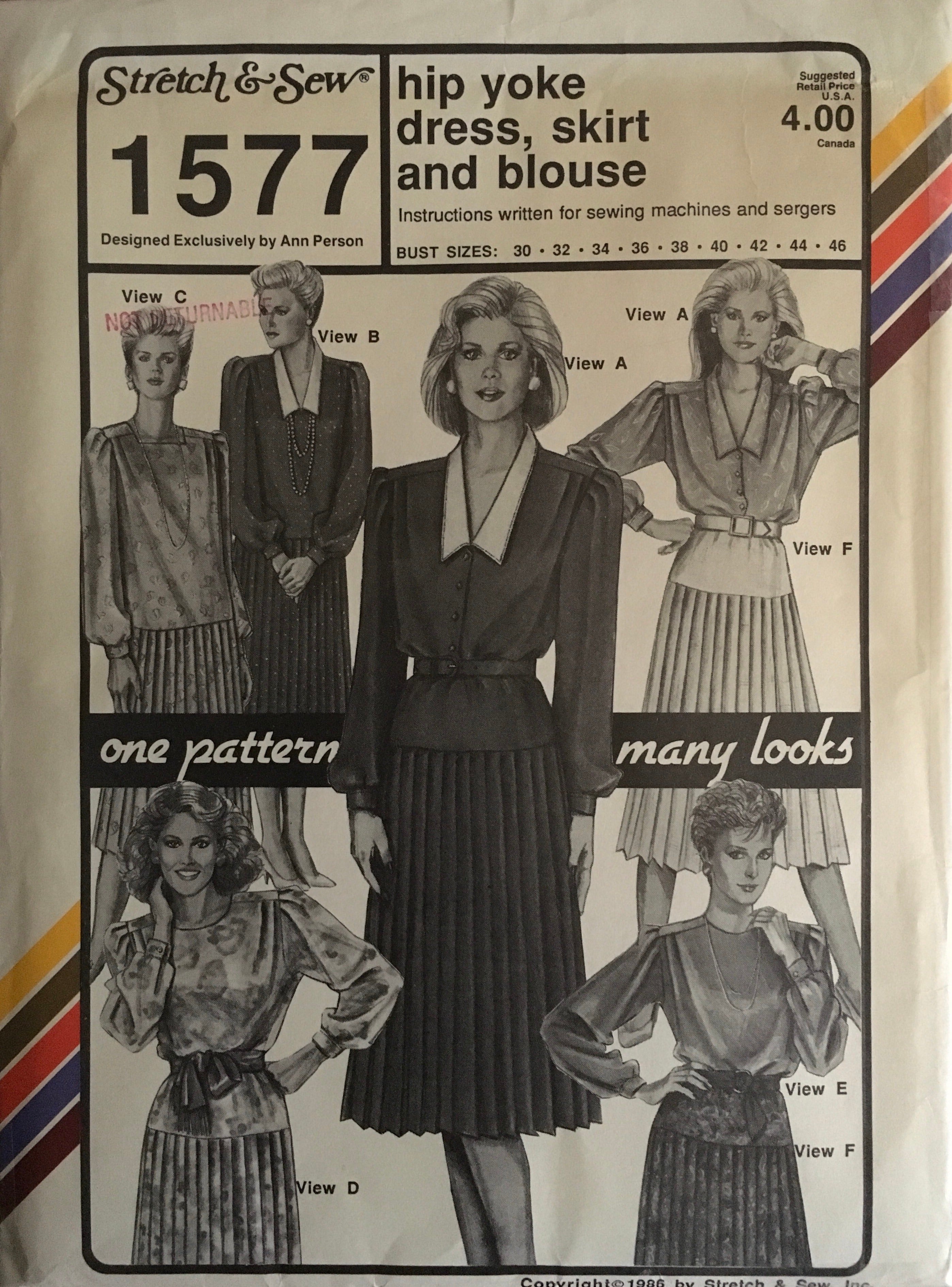Stretch & Sew 1577 Sewing Pattern (Vintage) UNCUT