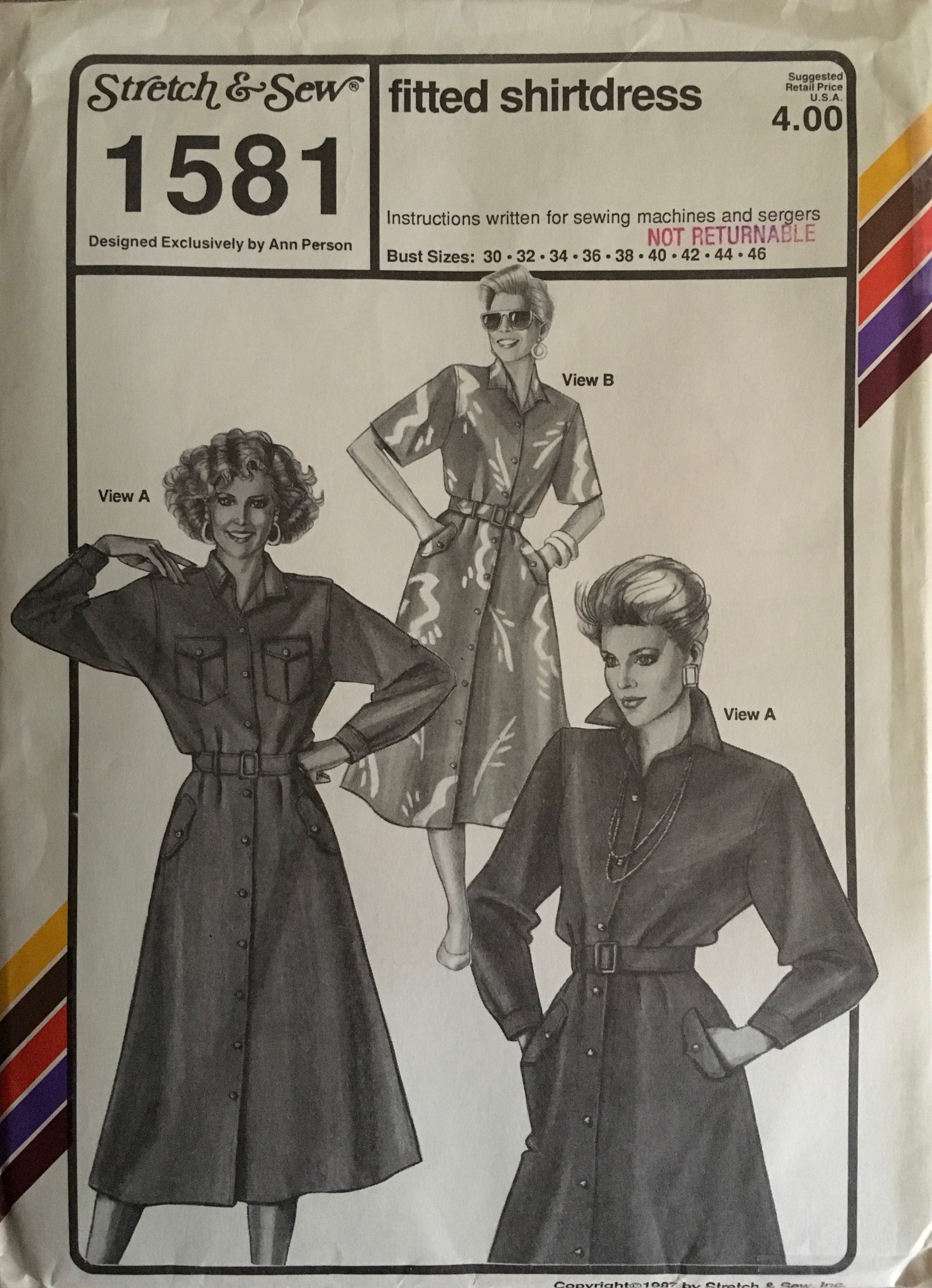 Stretch & Sew 1581 Sewing Pattern (Vintage) UNCUT