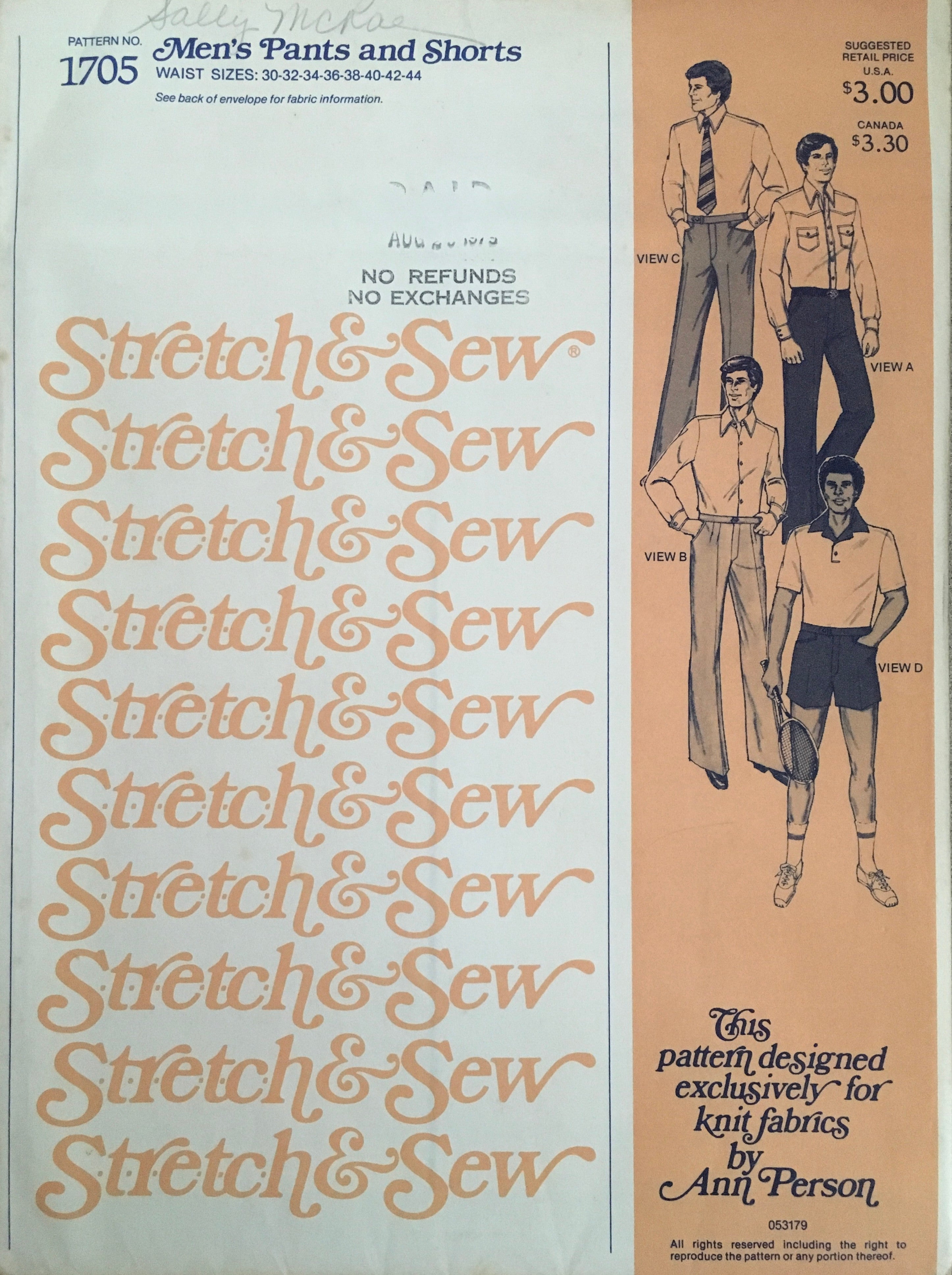 Stretch & Sew 1705 Sewing Pattern (Vintage) UNCUT