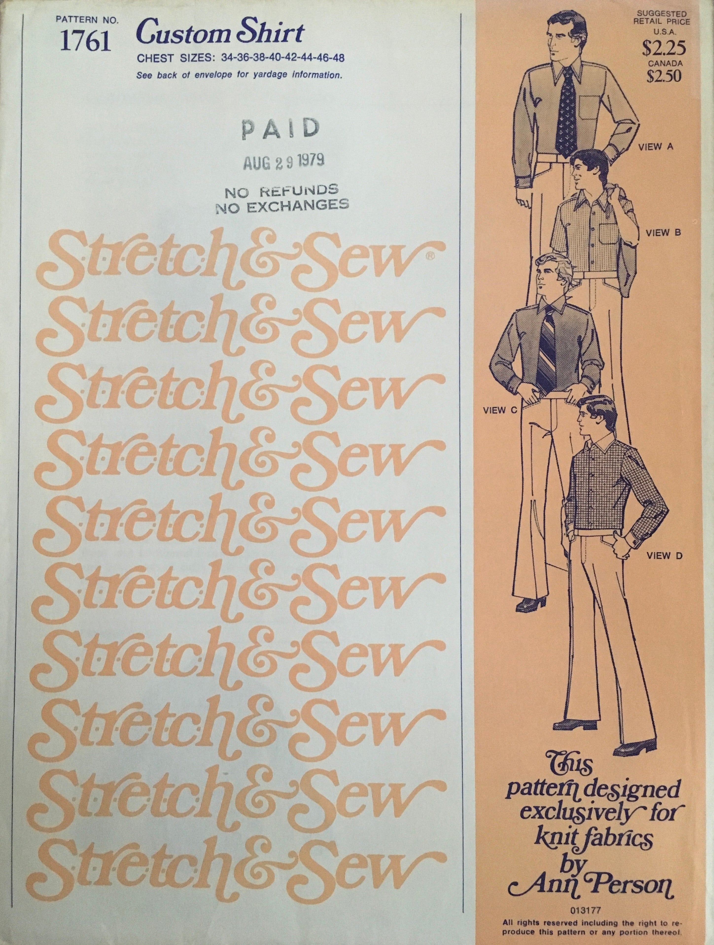 Stretch & Sew 1761 Sewing Pattern (Vintage) UNCUT