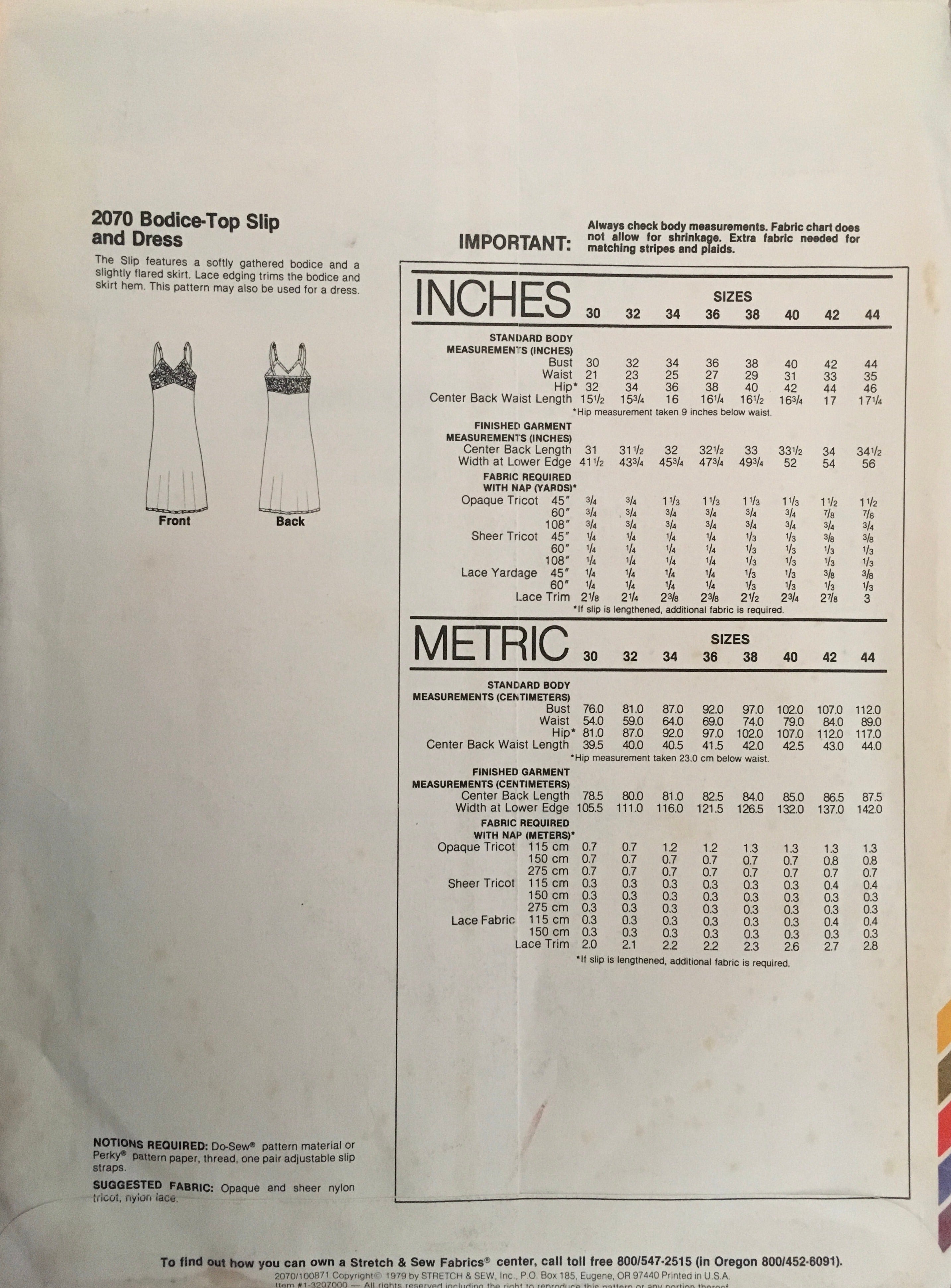 Stretch & Sew 2070 Sewing Pattern (Vintage) UNCUT