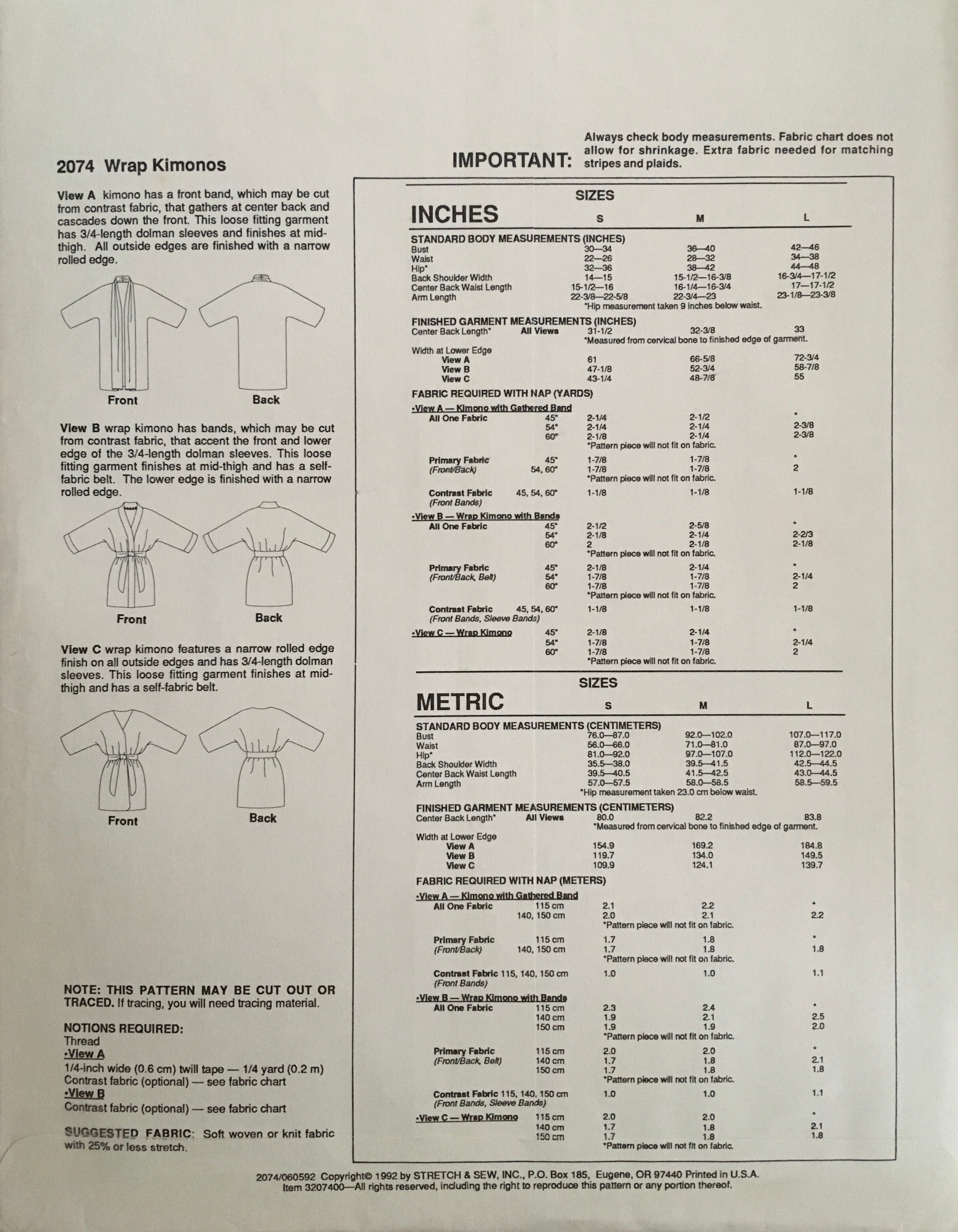 Stretch & Sew 2074 Sewing Pattern (Vintage) UNCUT