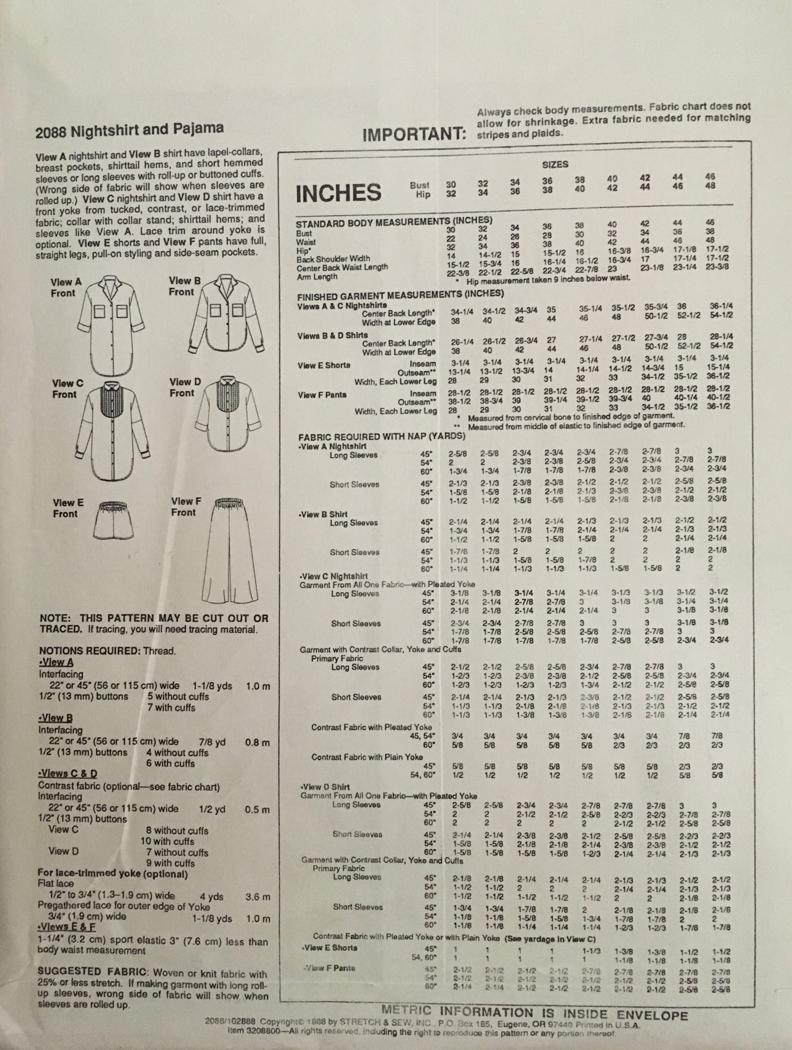 Stretch & Sew 2088 Sewing Pattern (Vintage) UNCUT