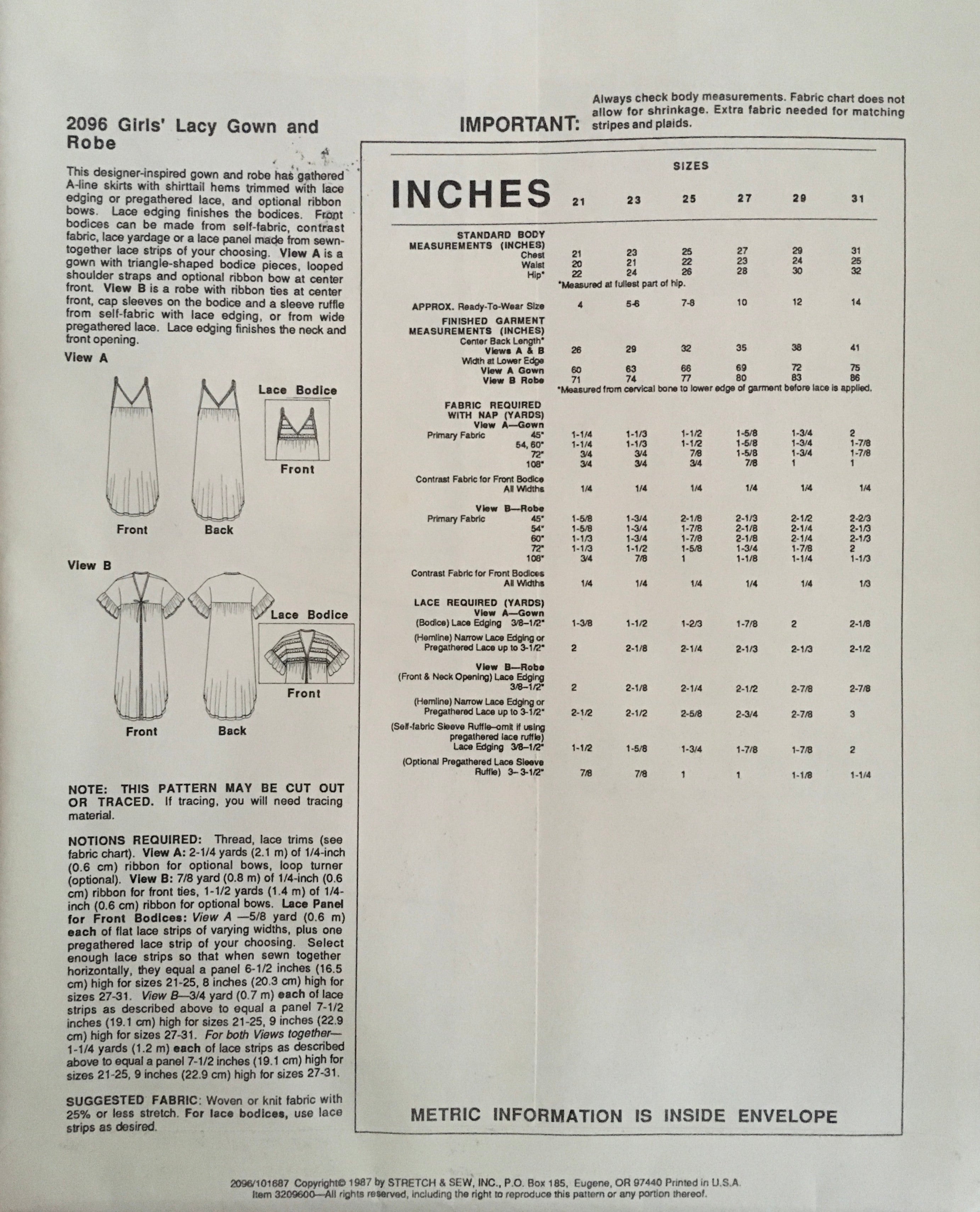 Stretch & Sew 2096 Sewing Pattern (Vintage) UNCUT