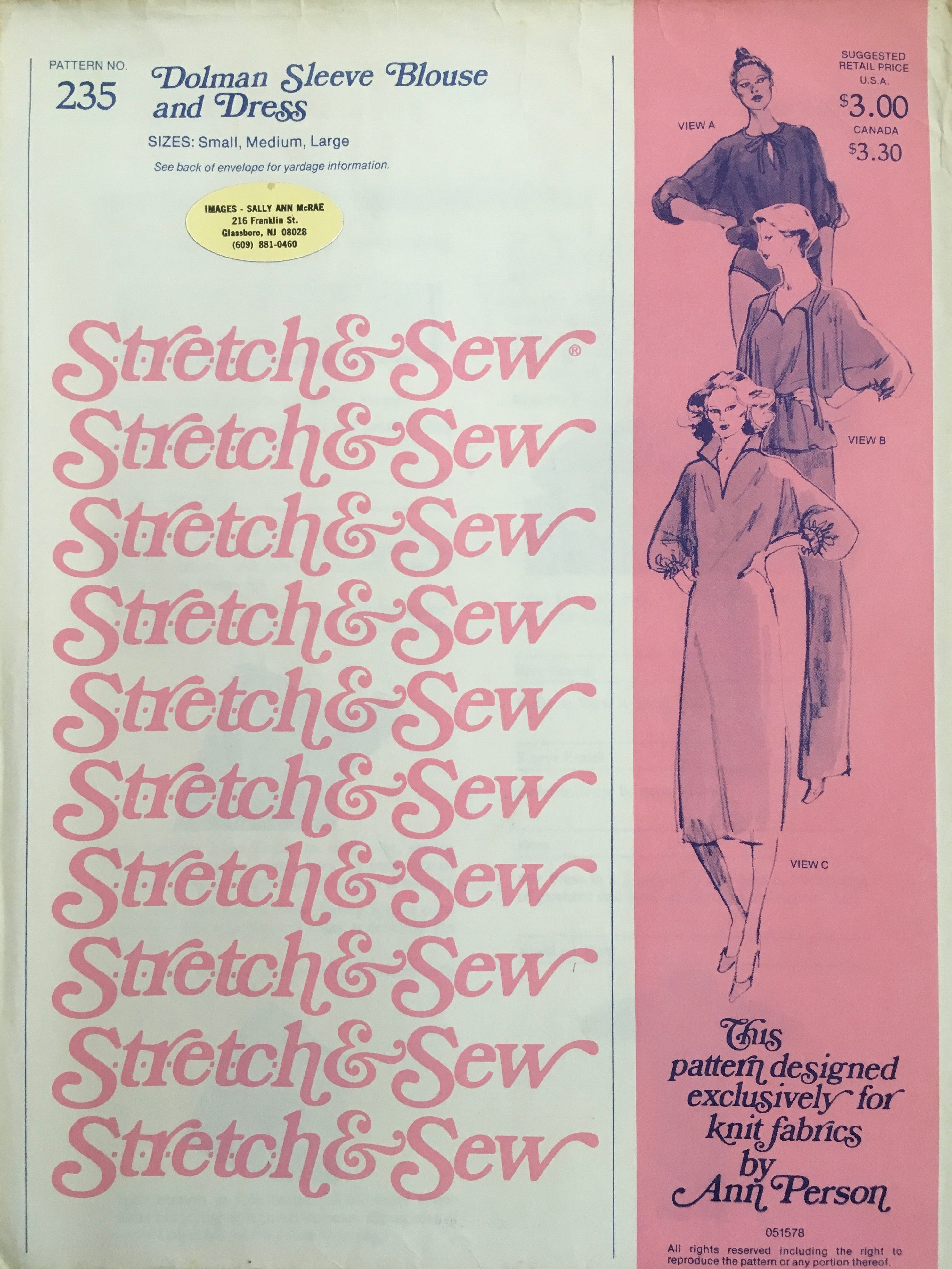 Stretch & Sew 235 Sewing Pattern (Vintage) UNCUT