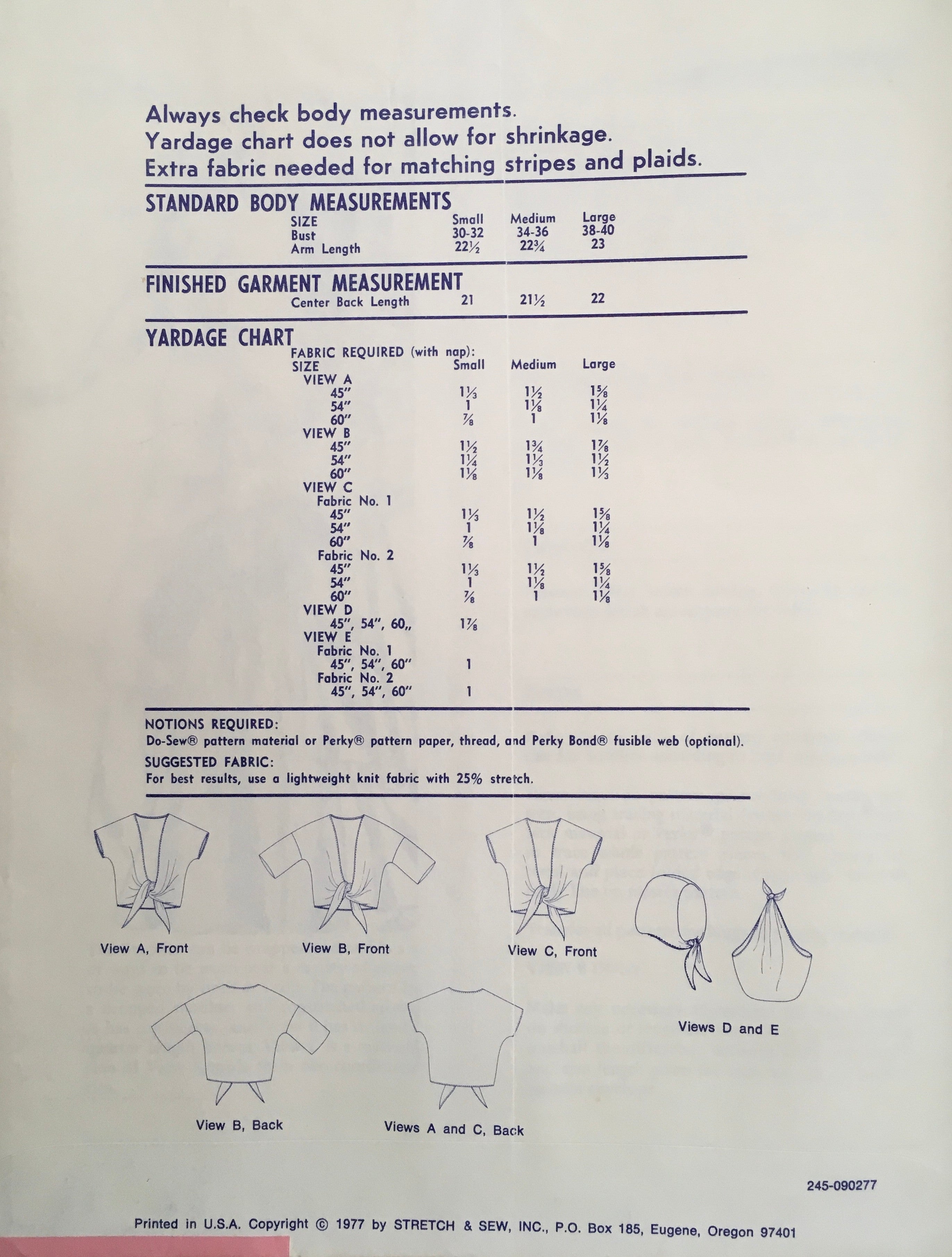 Stretch & Sew 245 Sewing Pattern (Vintage) UNCUT