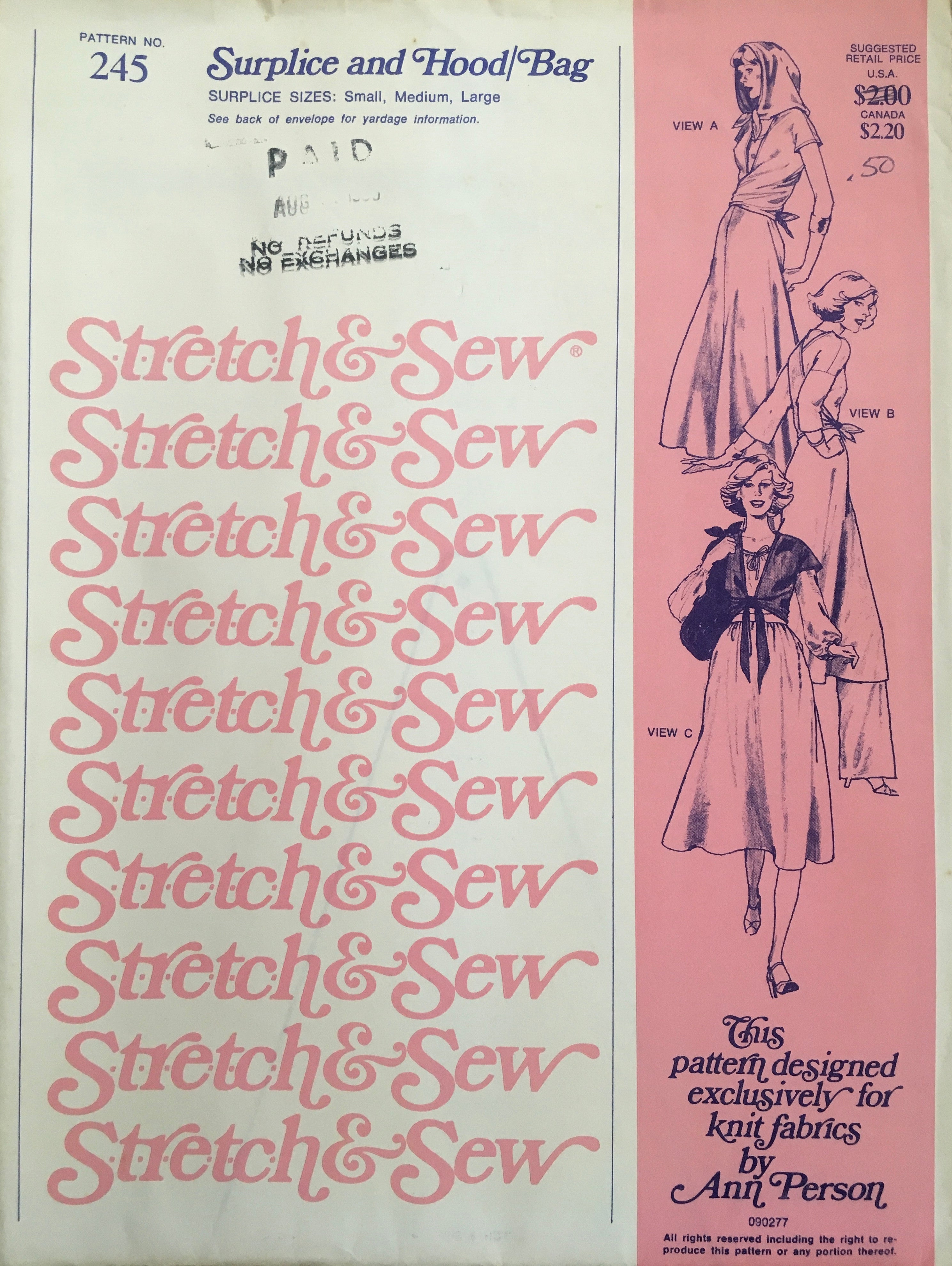 Stretch & Sew 245 Sewing Pattern (Vintage) UNCUT
