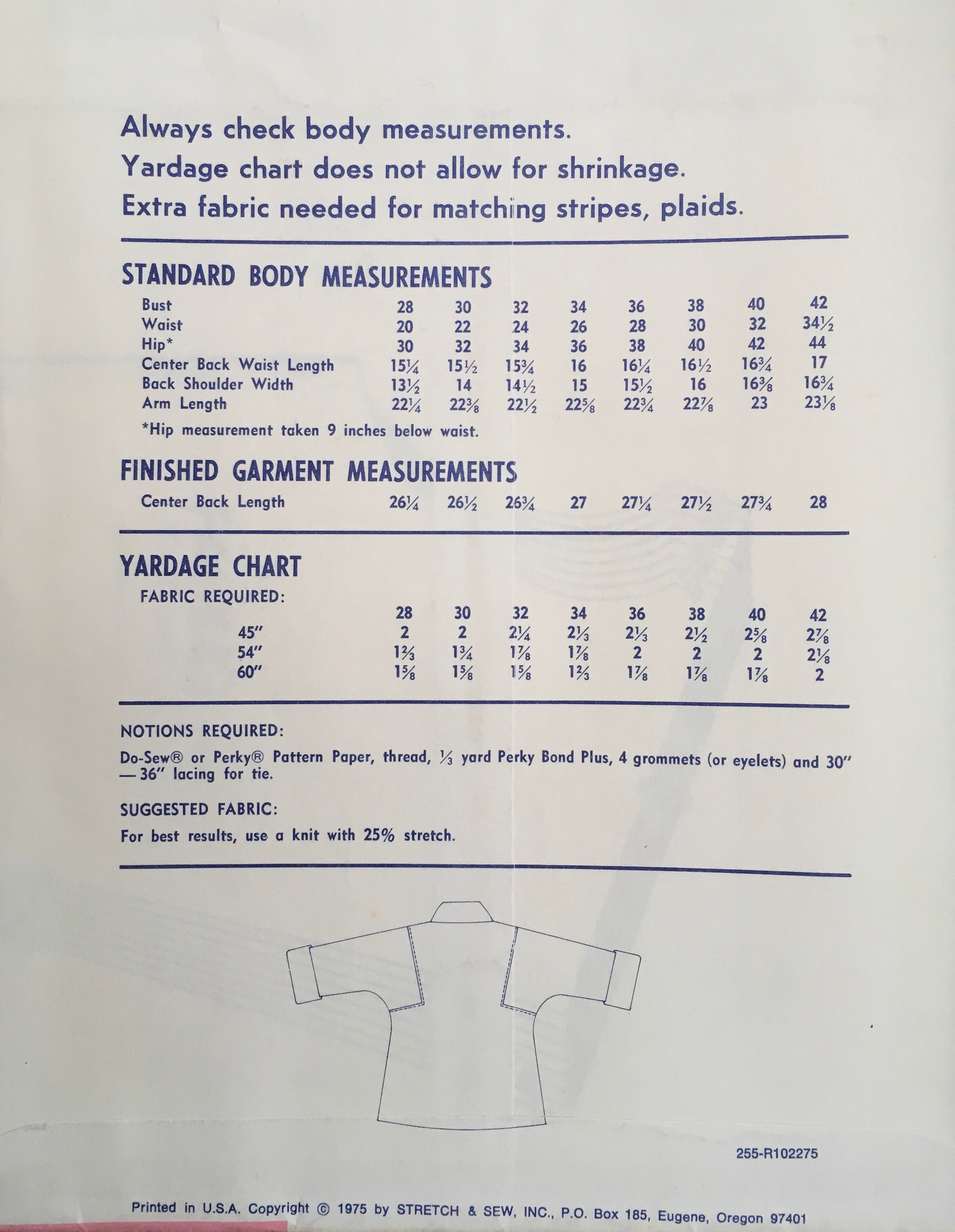 Stretch & Sew 255 Sewing Pattern (Vintage) UNCUT