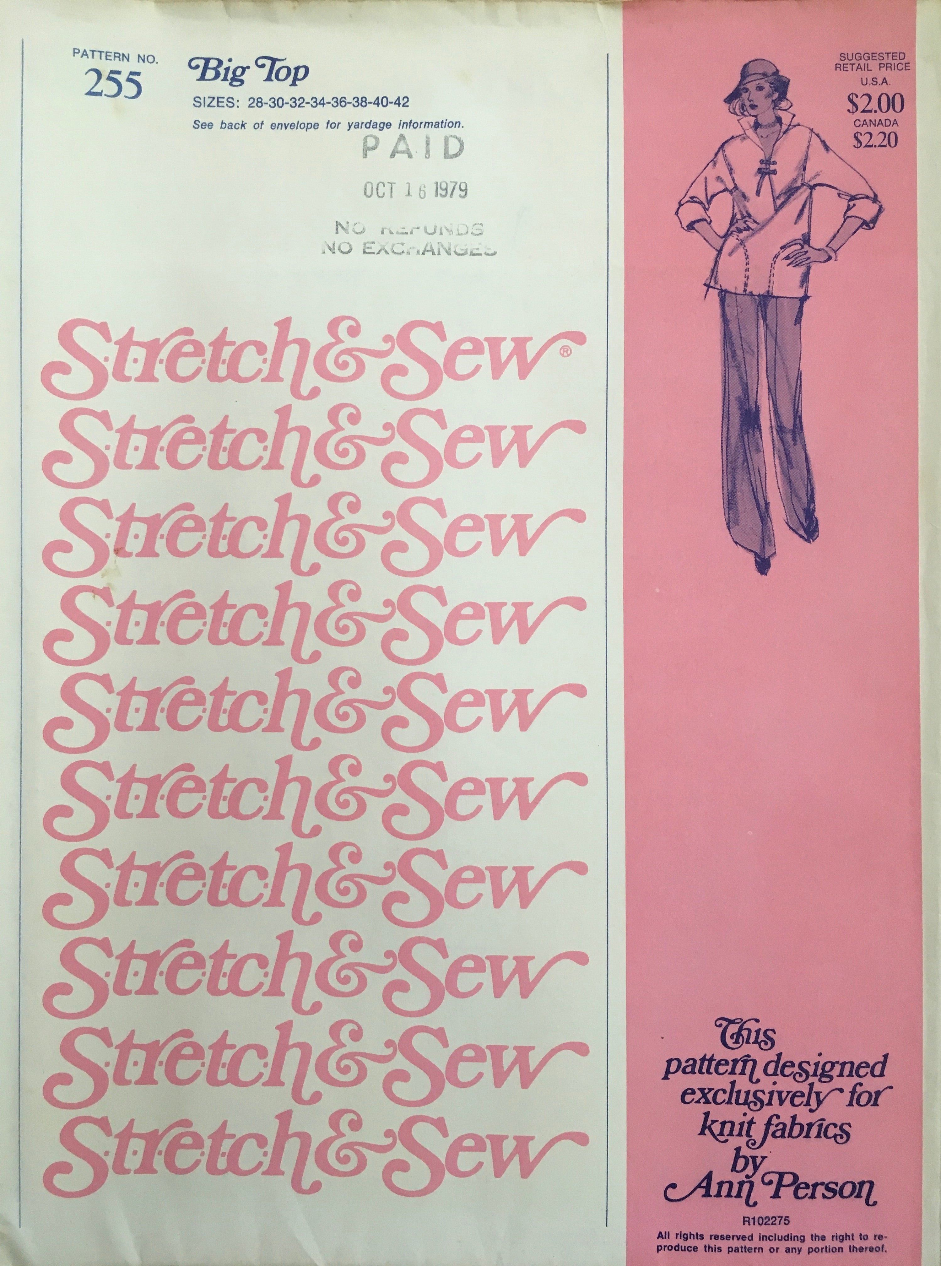 Stretch & Sew 255 Sewing Pattern (Vintage) UNCUT