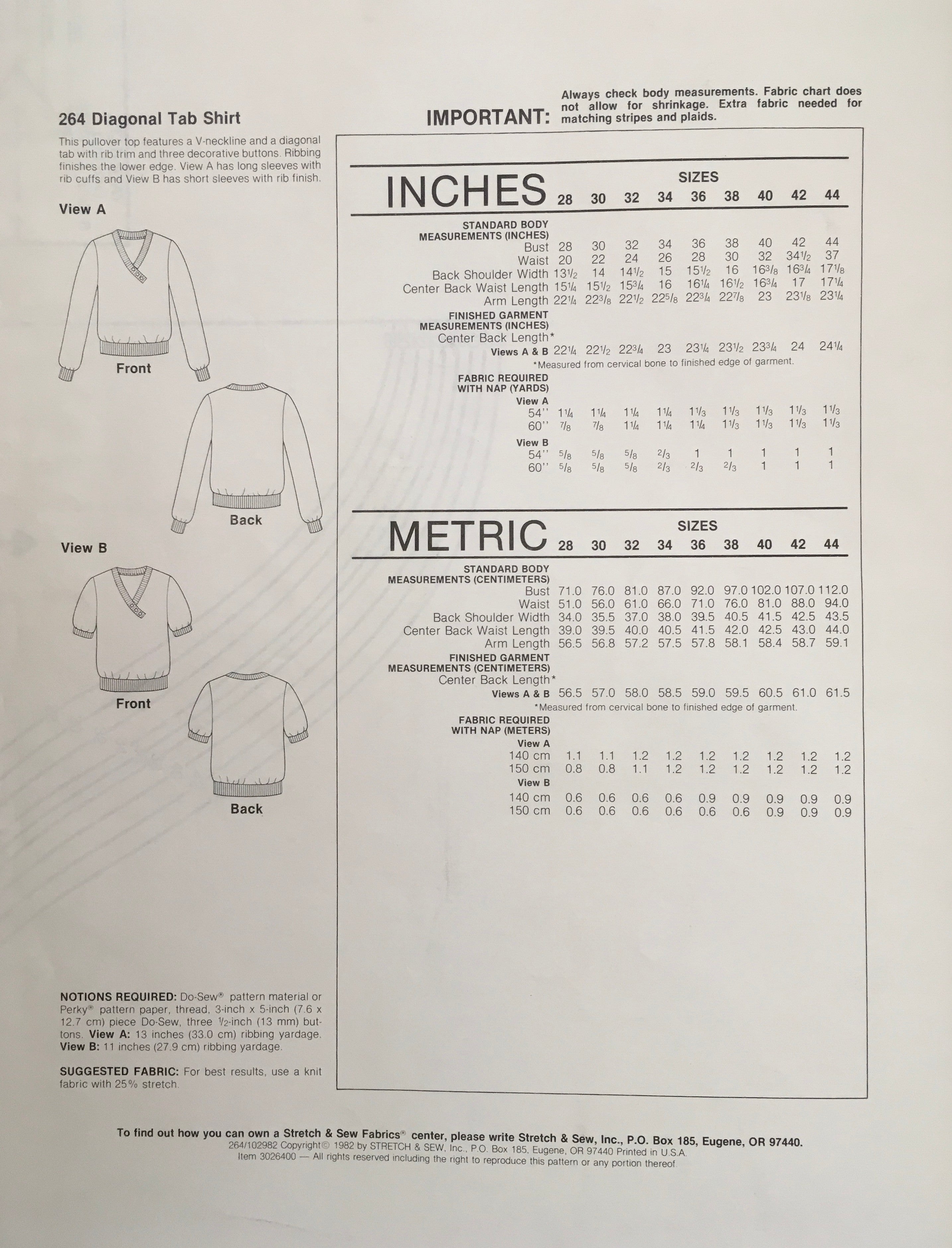 Stretch & Sew 264 Sewing Pattern (Vintage) UNCUT
