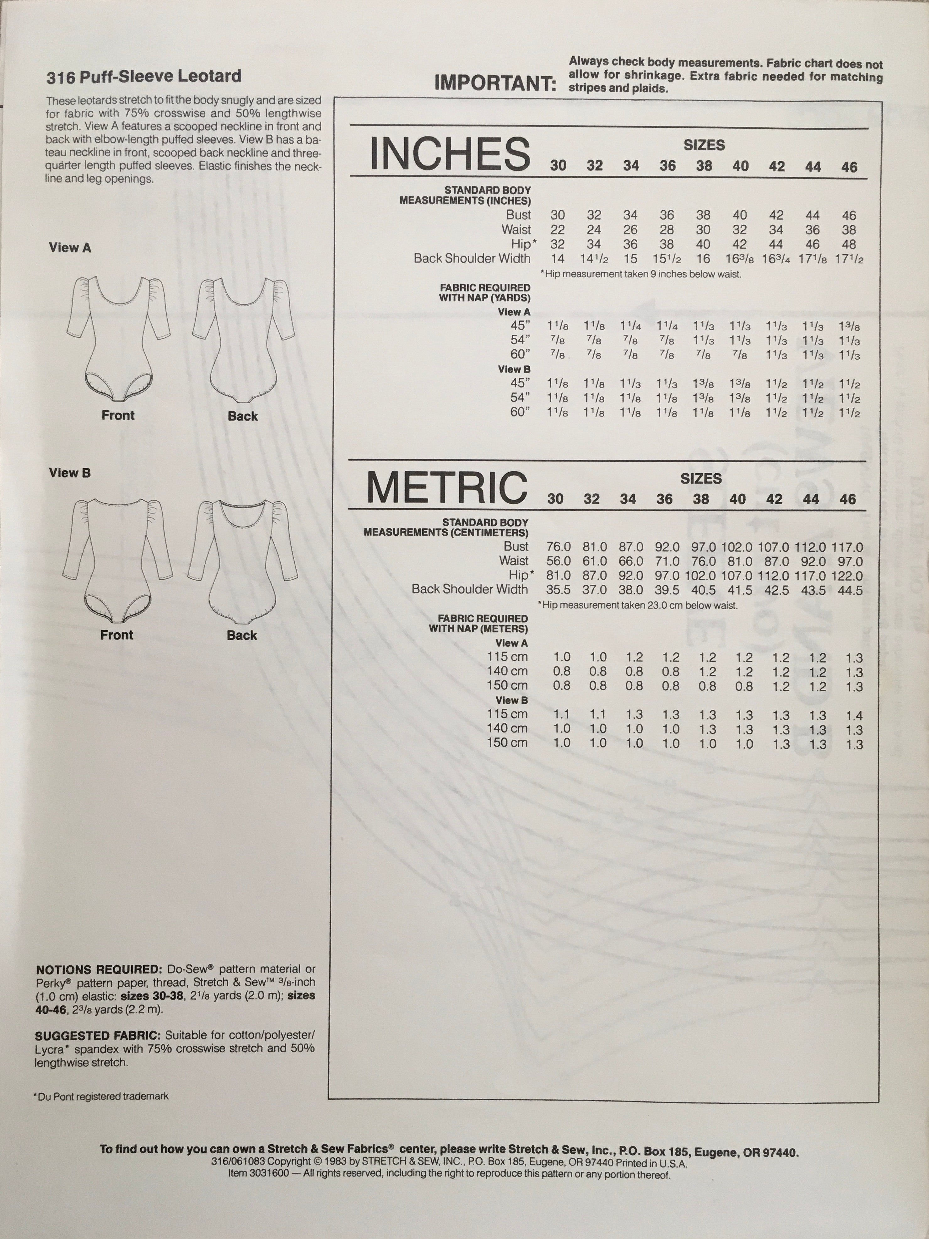 Stretch & Sew 316 Sewing Pattern (Vintage) UNCUT