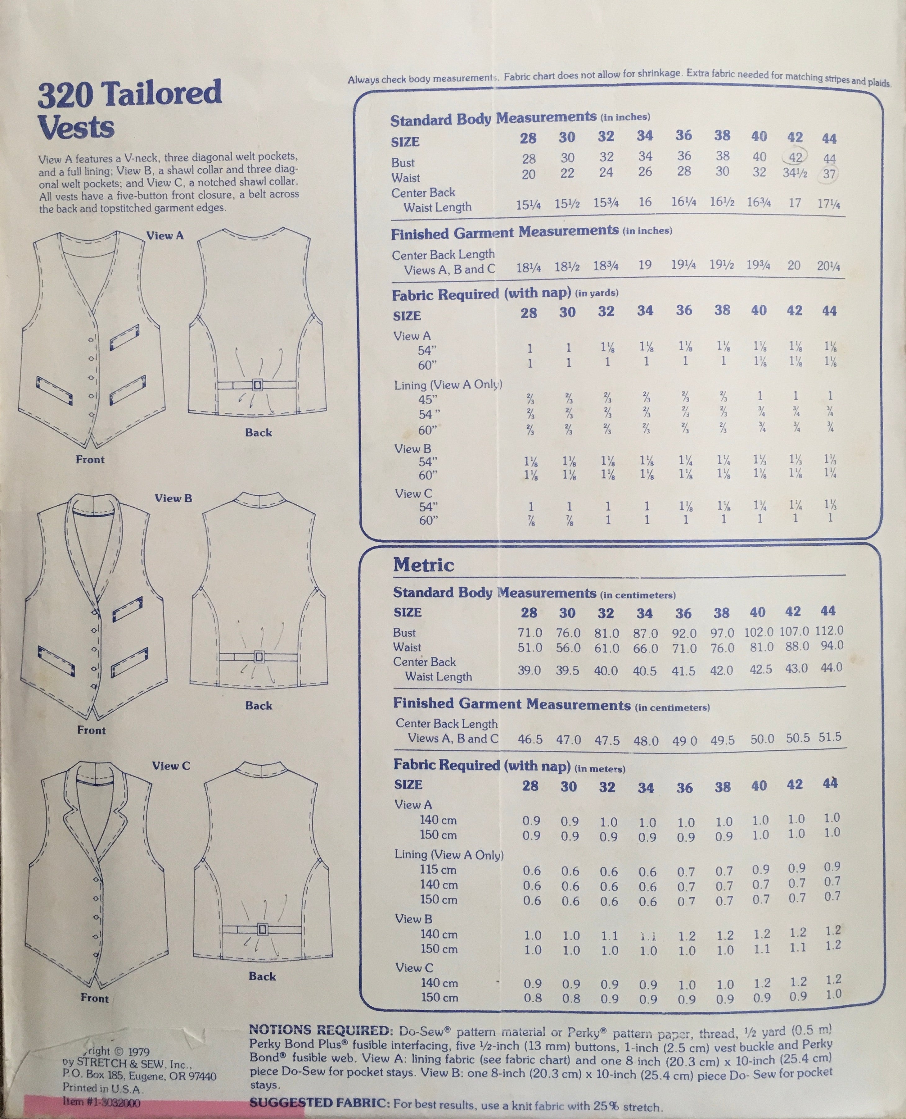 Stretch & Sew 320 Sewing Pattern (Vintage) UNCUT
