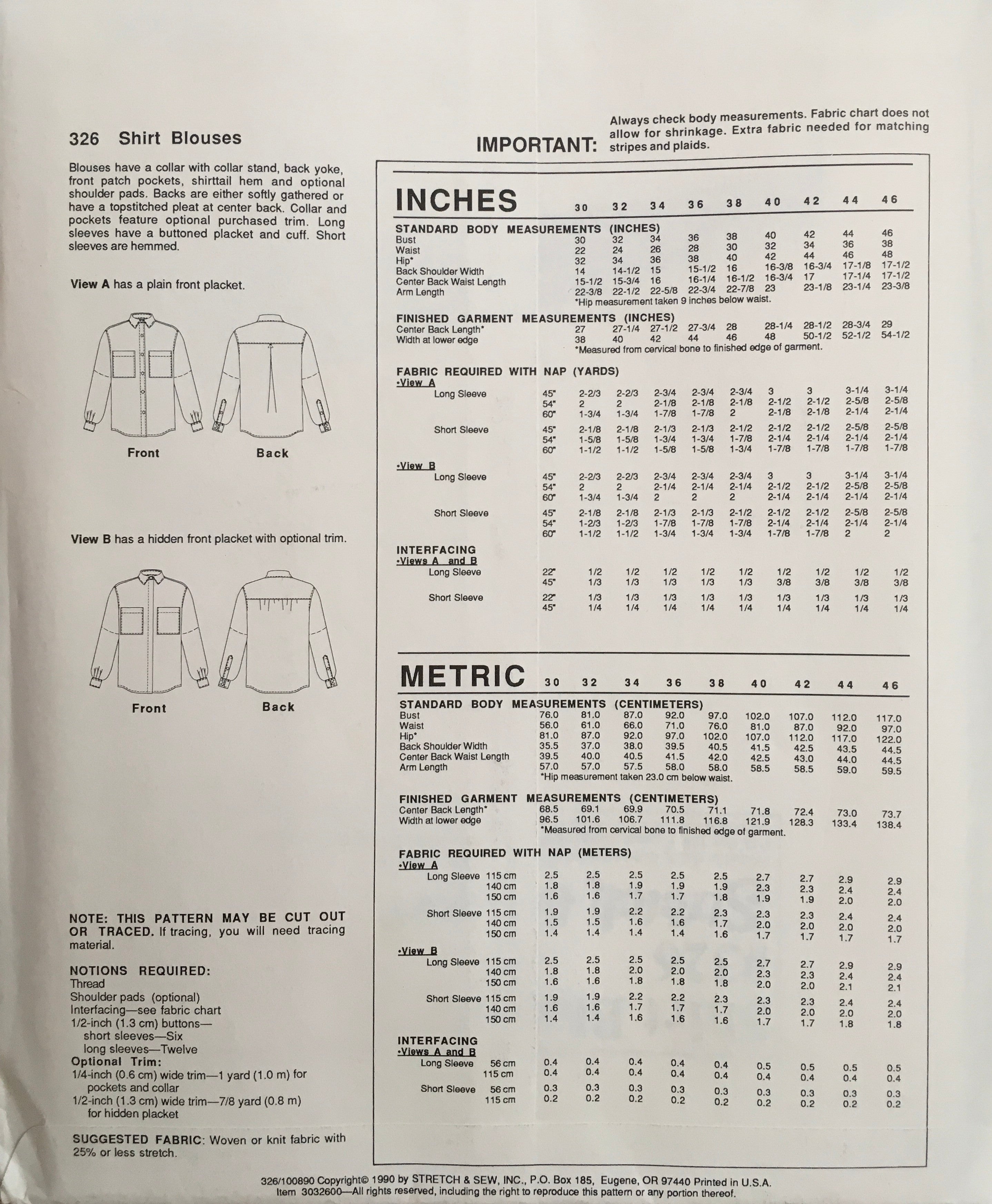 Stretch & Sew 326 Sewing Pattern (Vintage) UNCUT