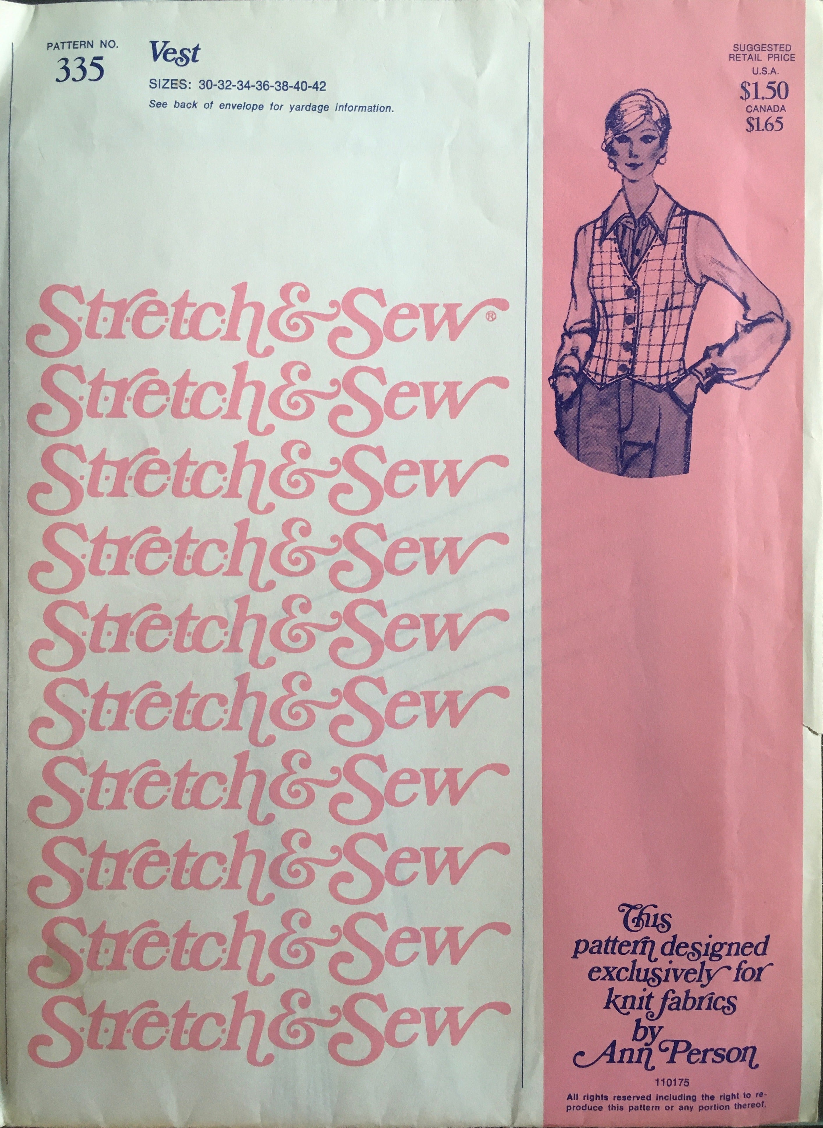 Stretch & Sew 335 Sewing Pattern (Vintage) UNCUT