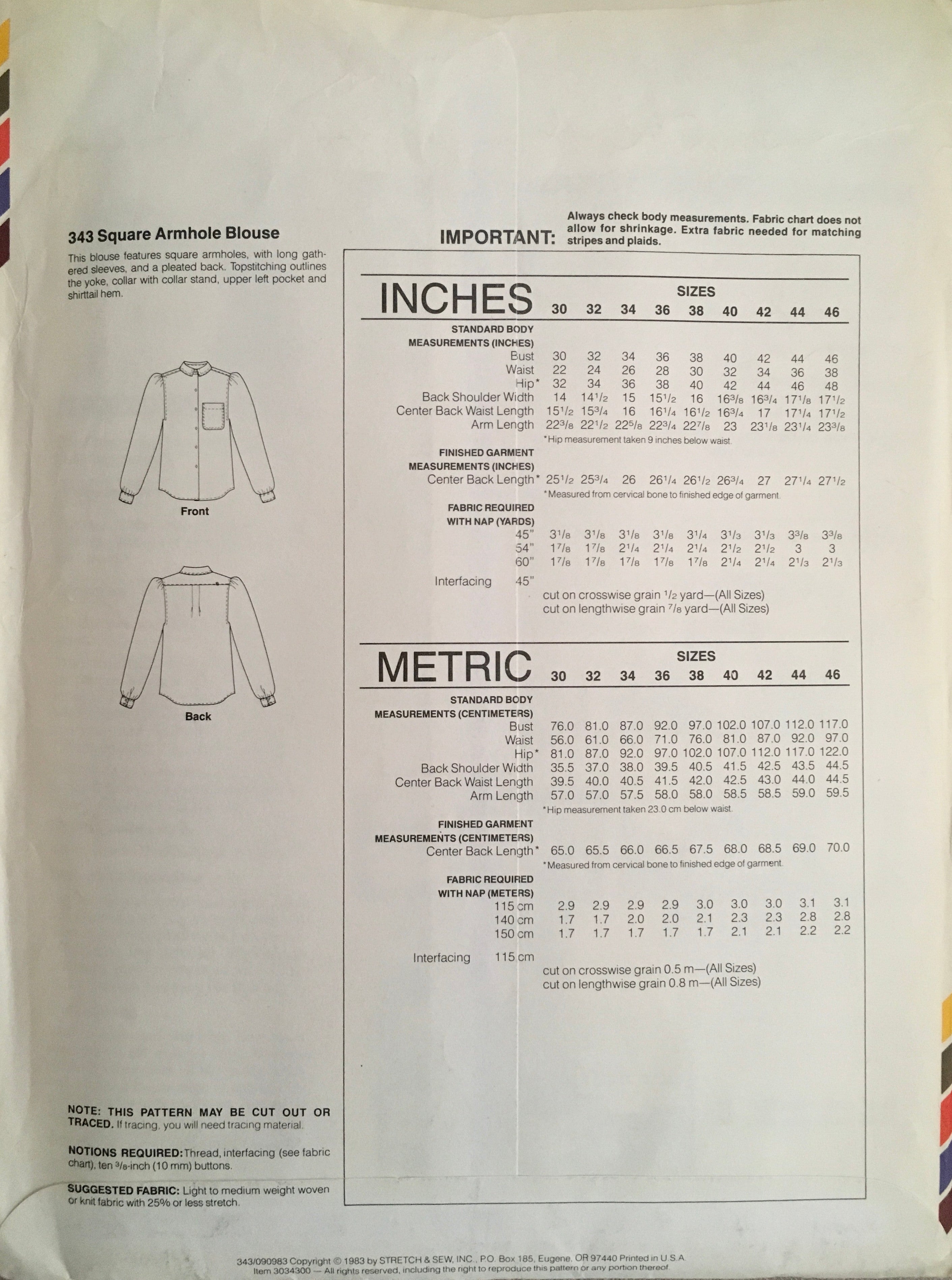Stretch & Sew 343 Sewing Pattern (Vintage) UNCUT