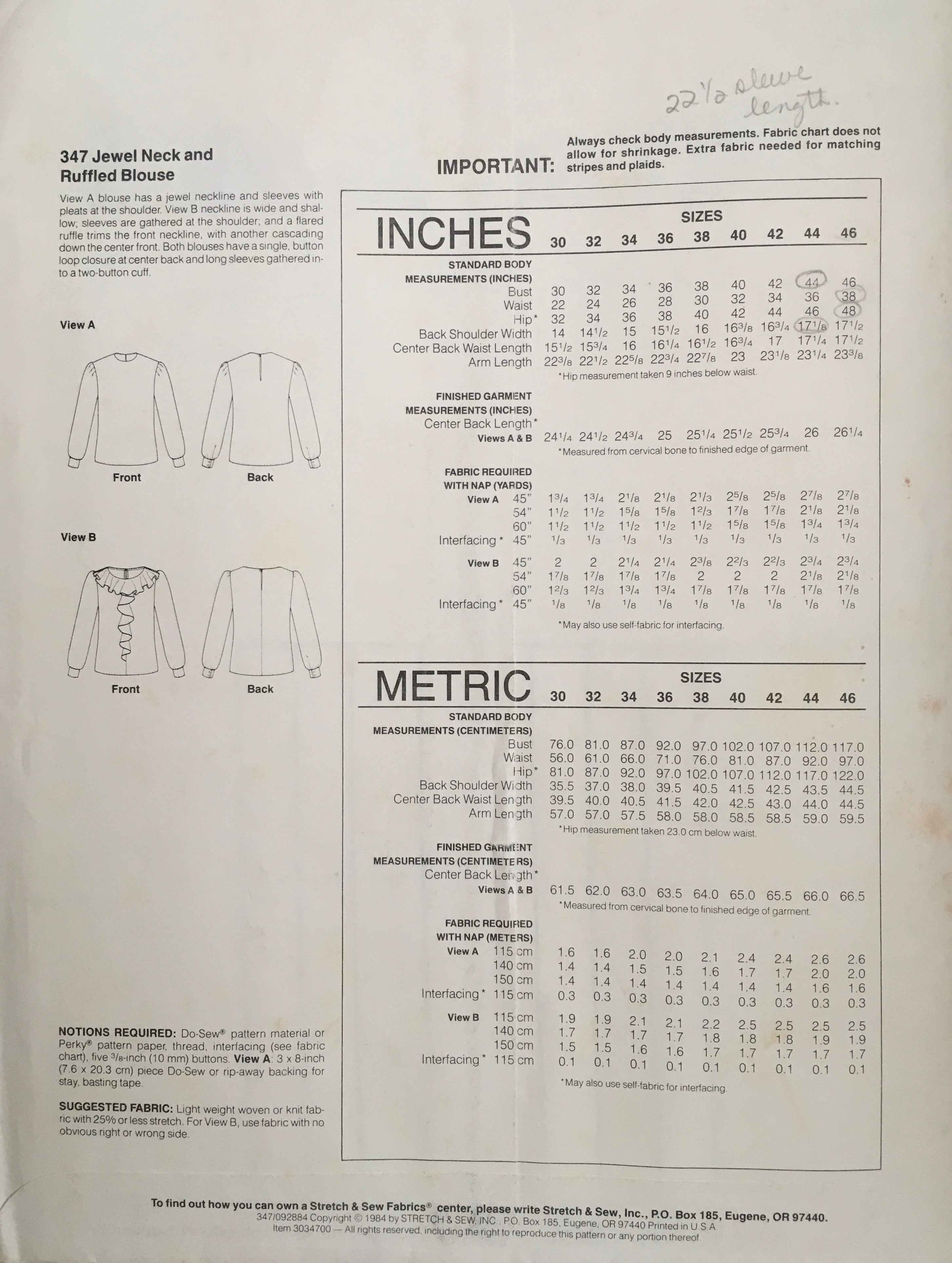 Stretch & Sew 347 Sewing Pattern (Vintage) UNCUT