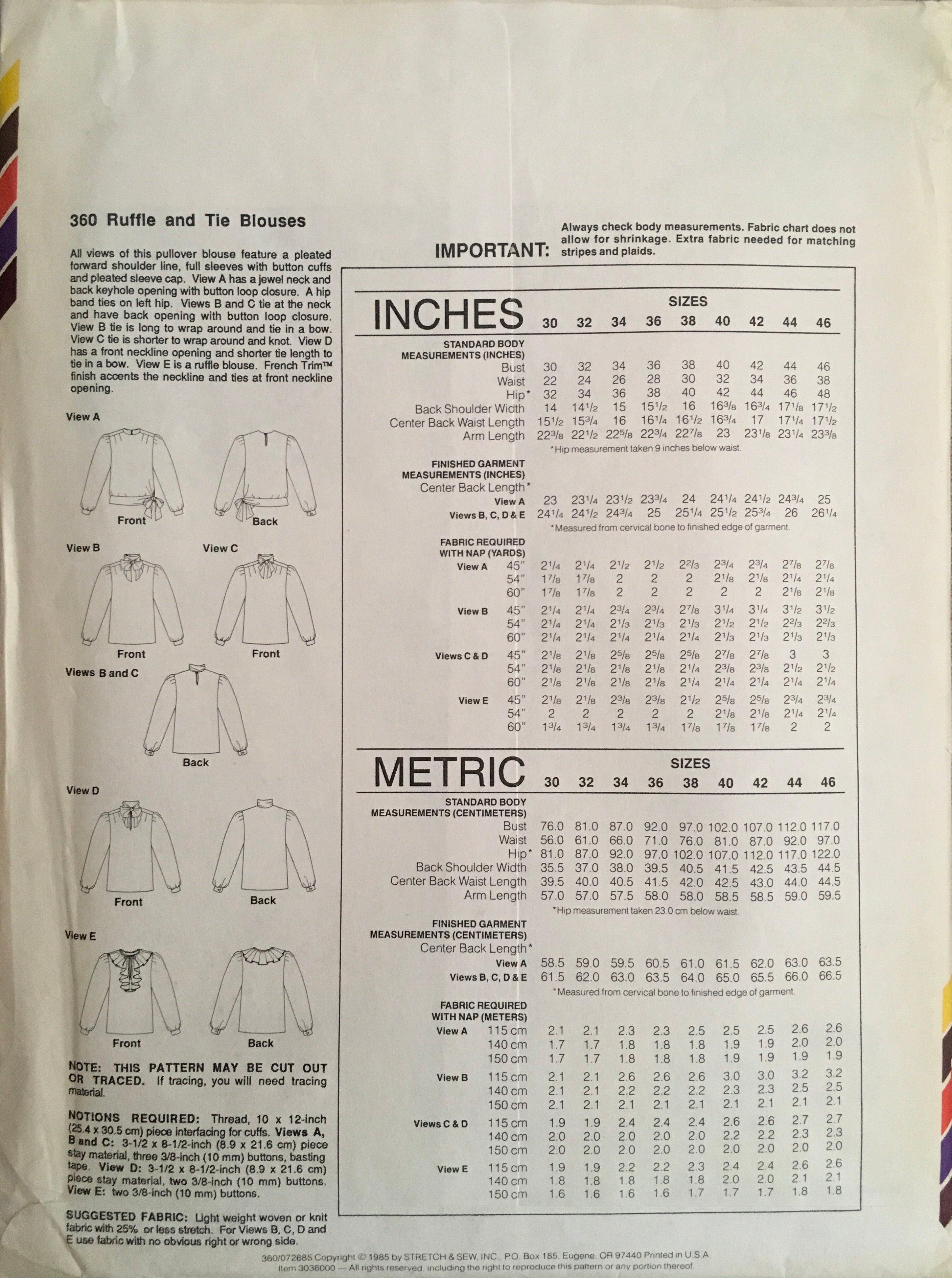 Stretch & Sew 360 Sewing Pattern (Vintage) UNCUT