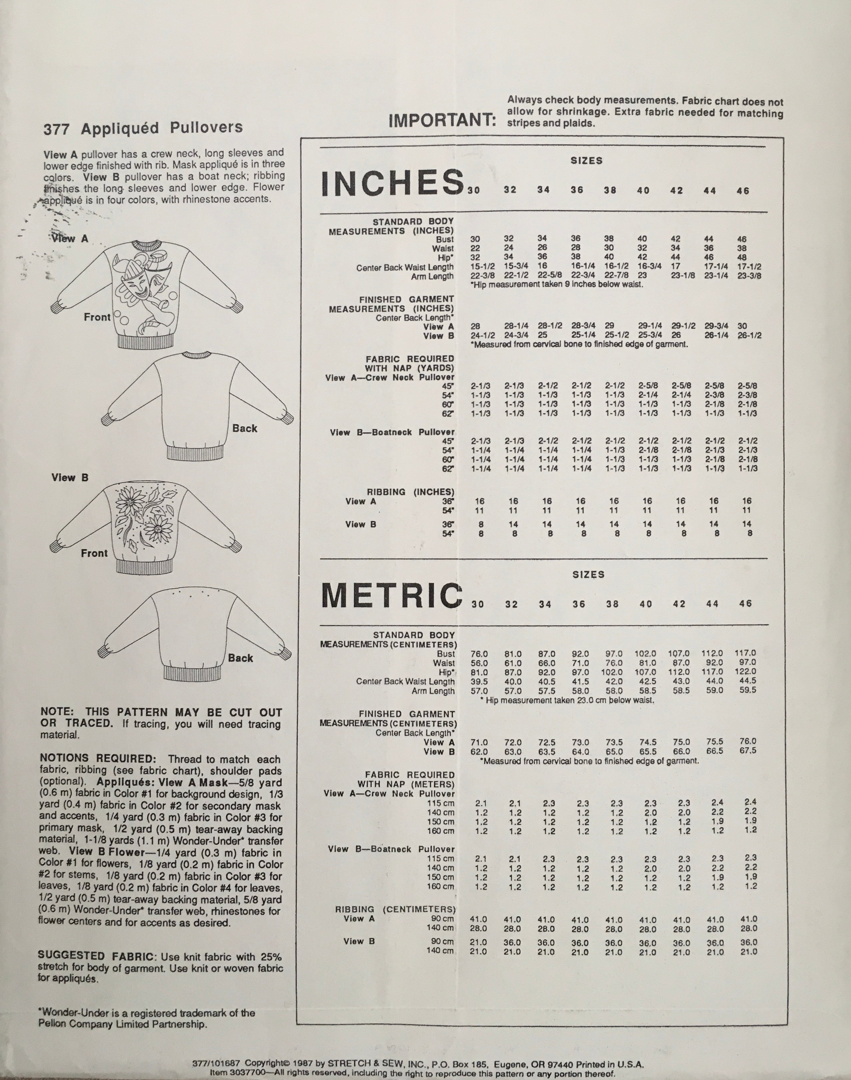 Stretch & Sew 377 Sewing Pattern (Vintage) UNCUT
