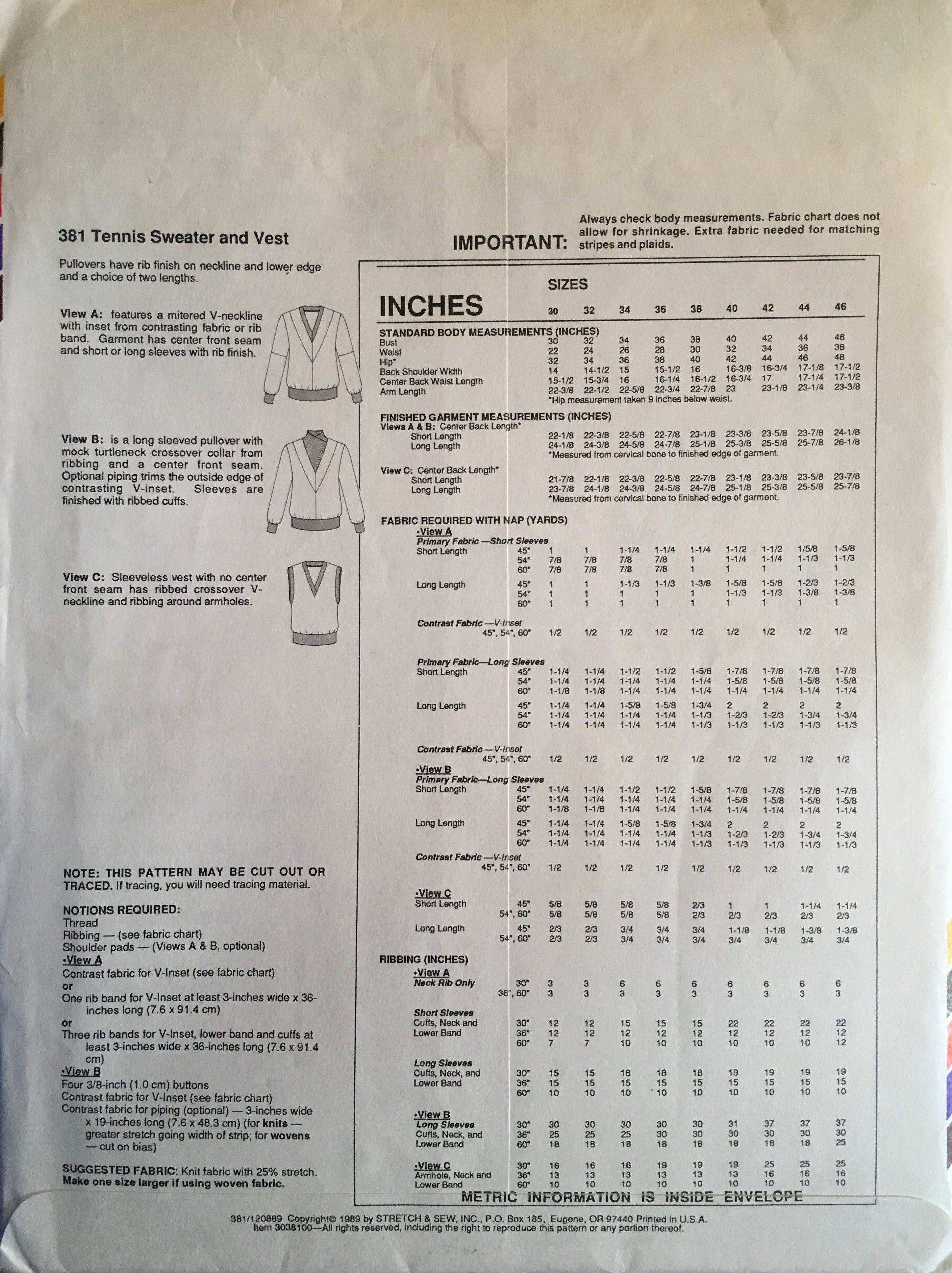 Stretch & Sew 381 Sewing Pattern (Vintage) UNCUT