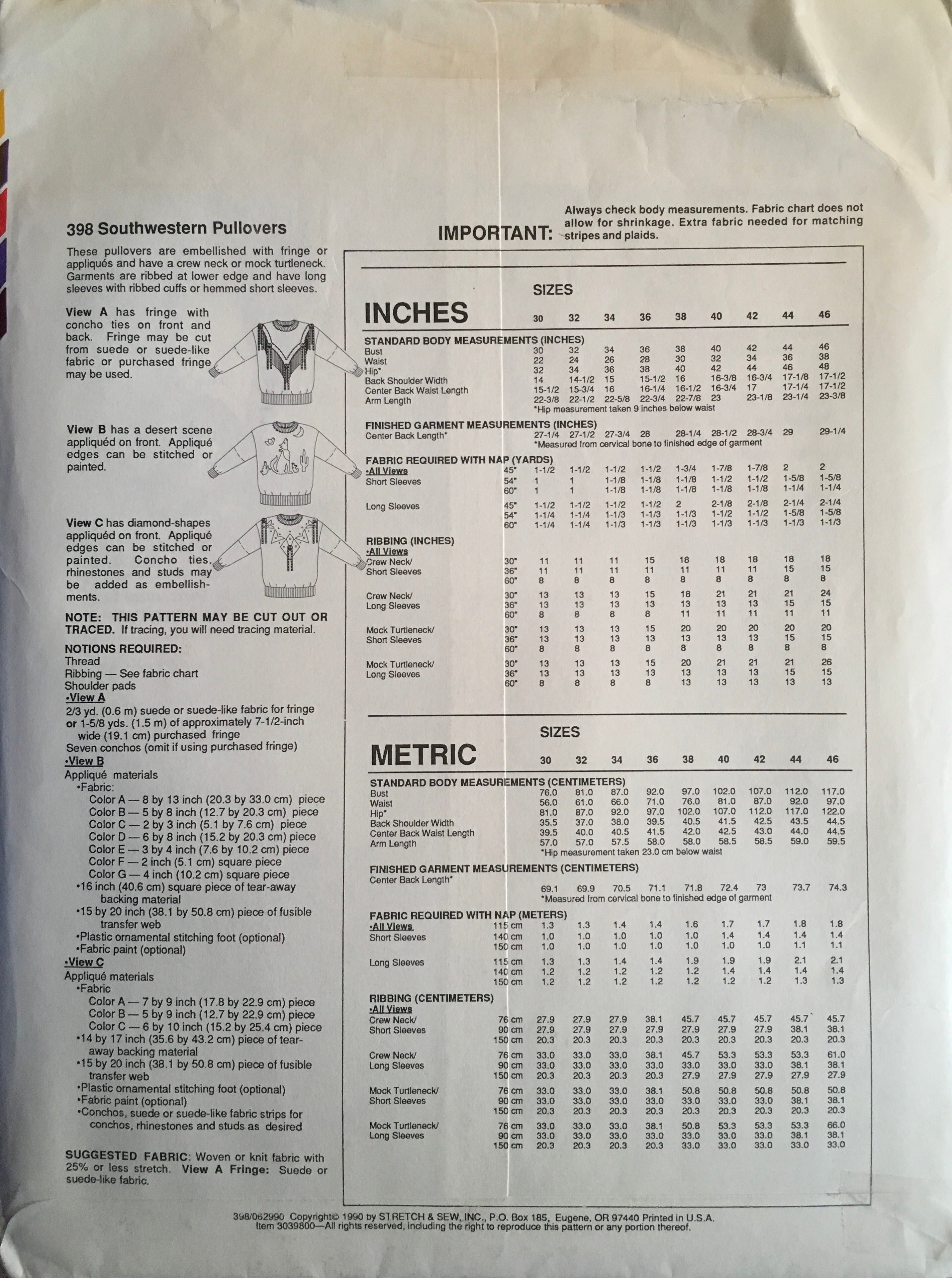 Stretch & Sew 398 Sewing Pattern (Vintage) UNCUT