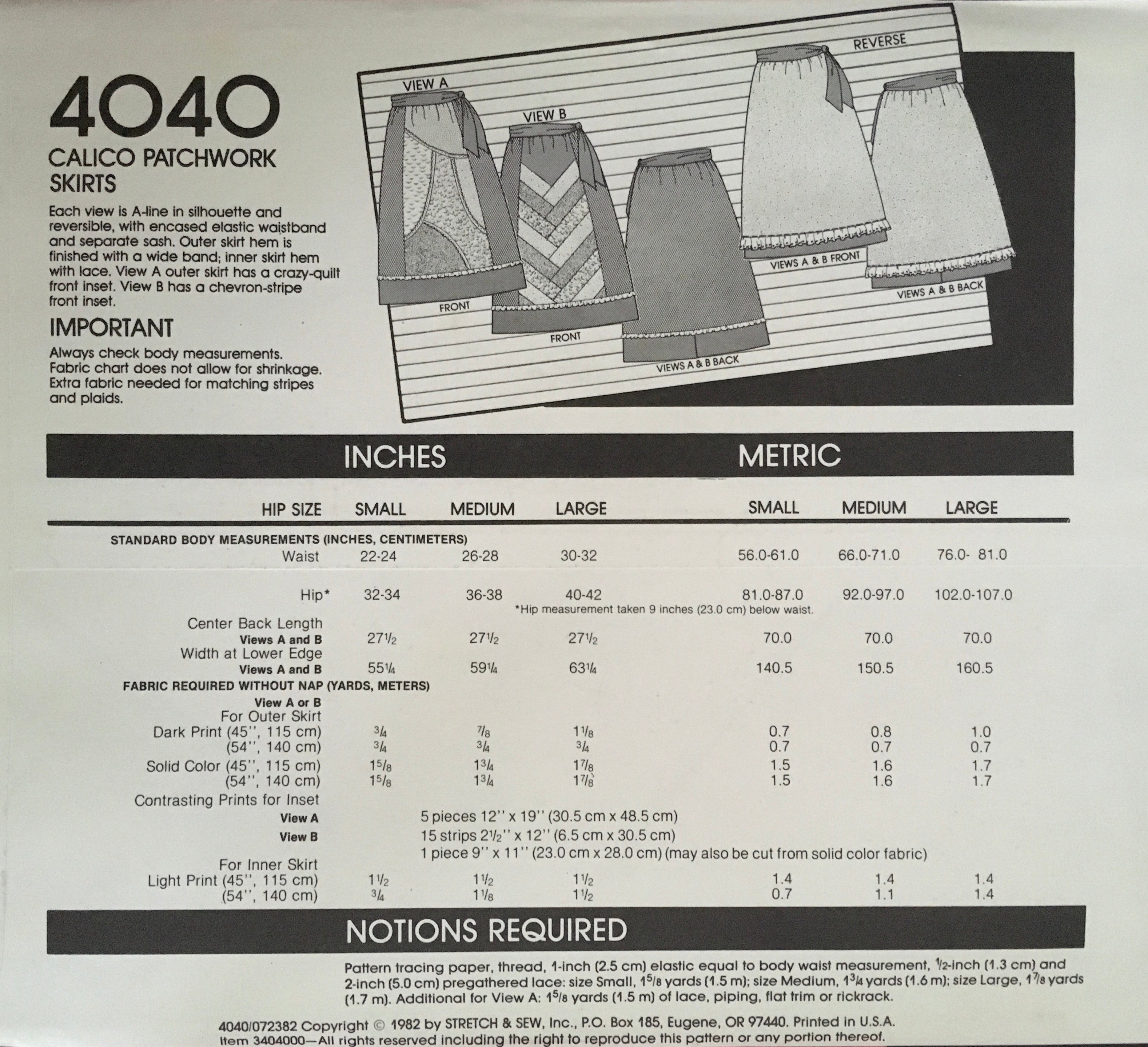 Stretch & Sew 4040 Sewing Pattern (Vintage) UNCUT