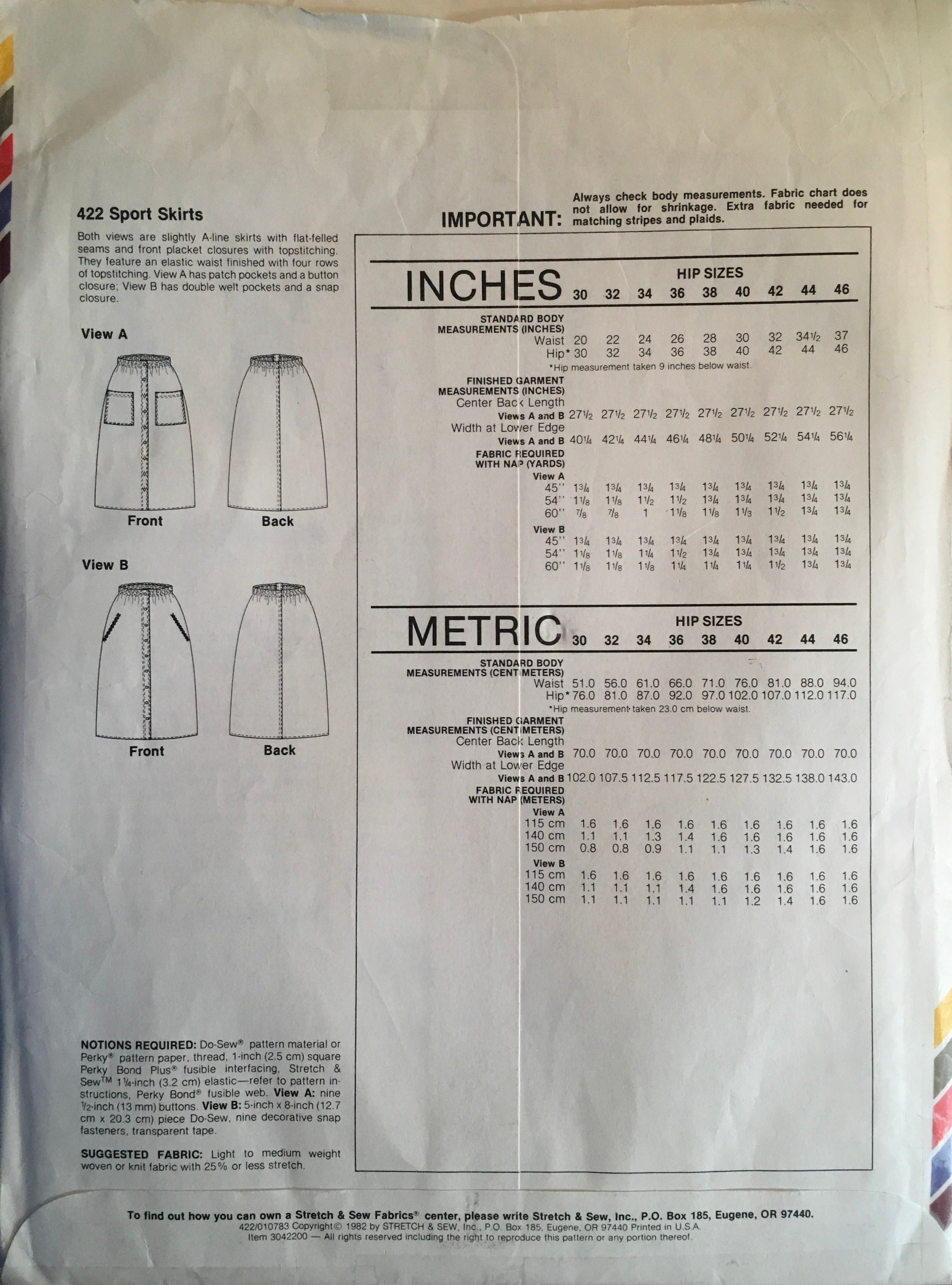 Stretch & Sew 422 Sewing Pattern (Vintage) UNCUT