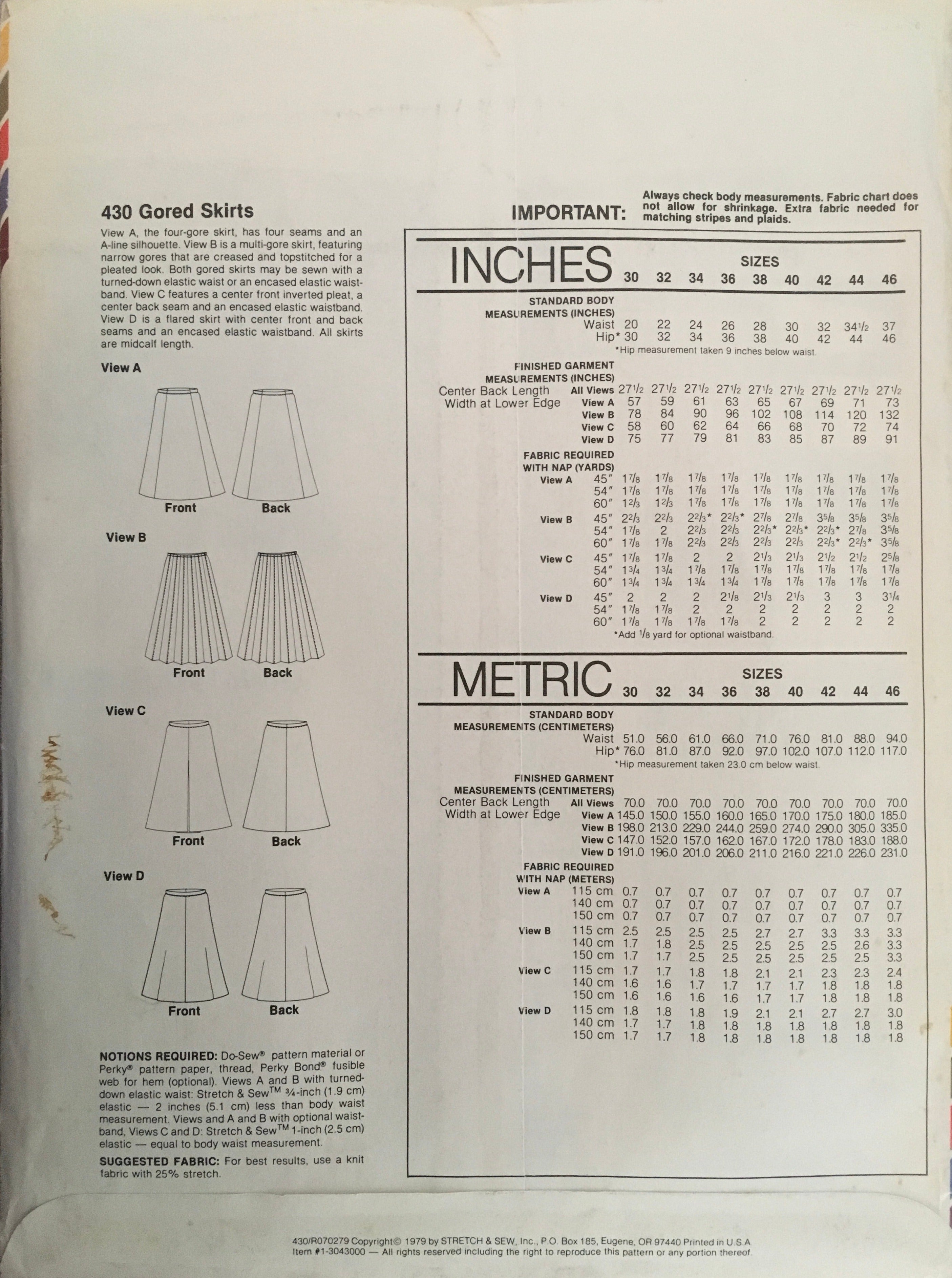 Stretch & Sew 430 Sewing Pattern (Vintage) UNCUT