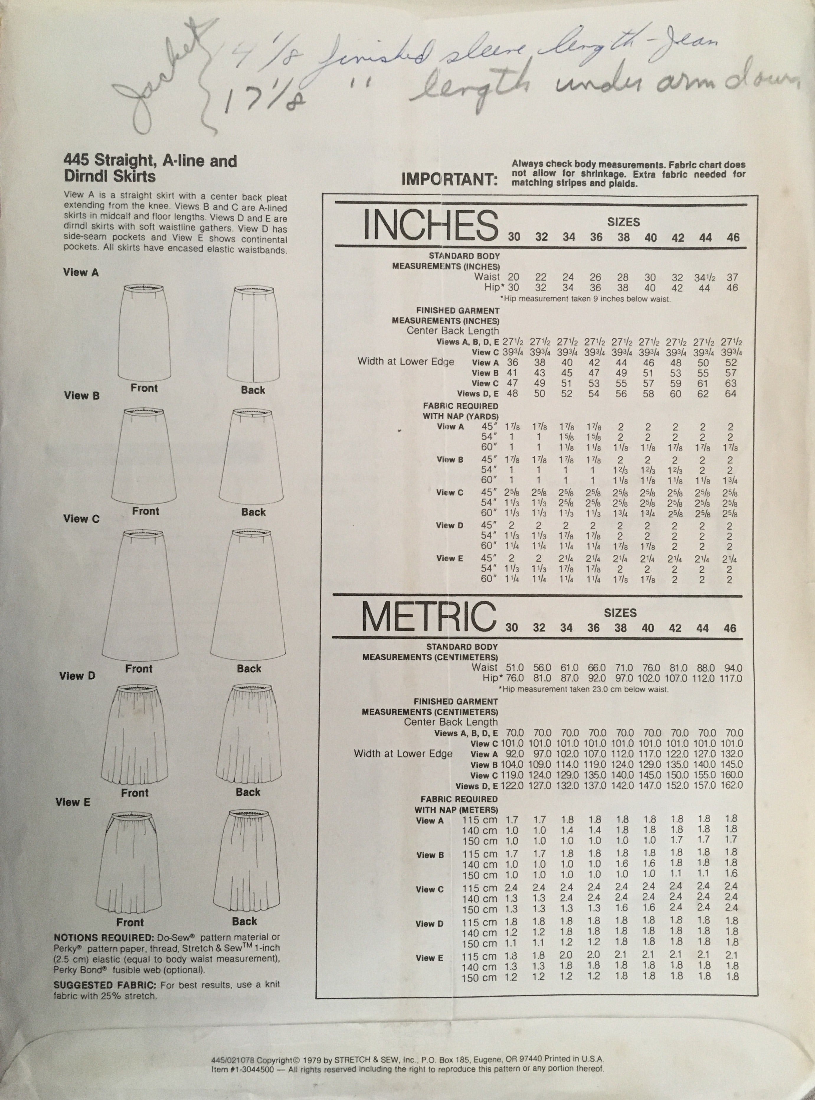 Stretch & Sew 445 Sewing Pattern (Vintage) UNCUT