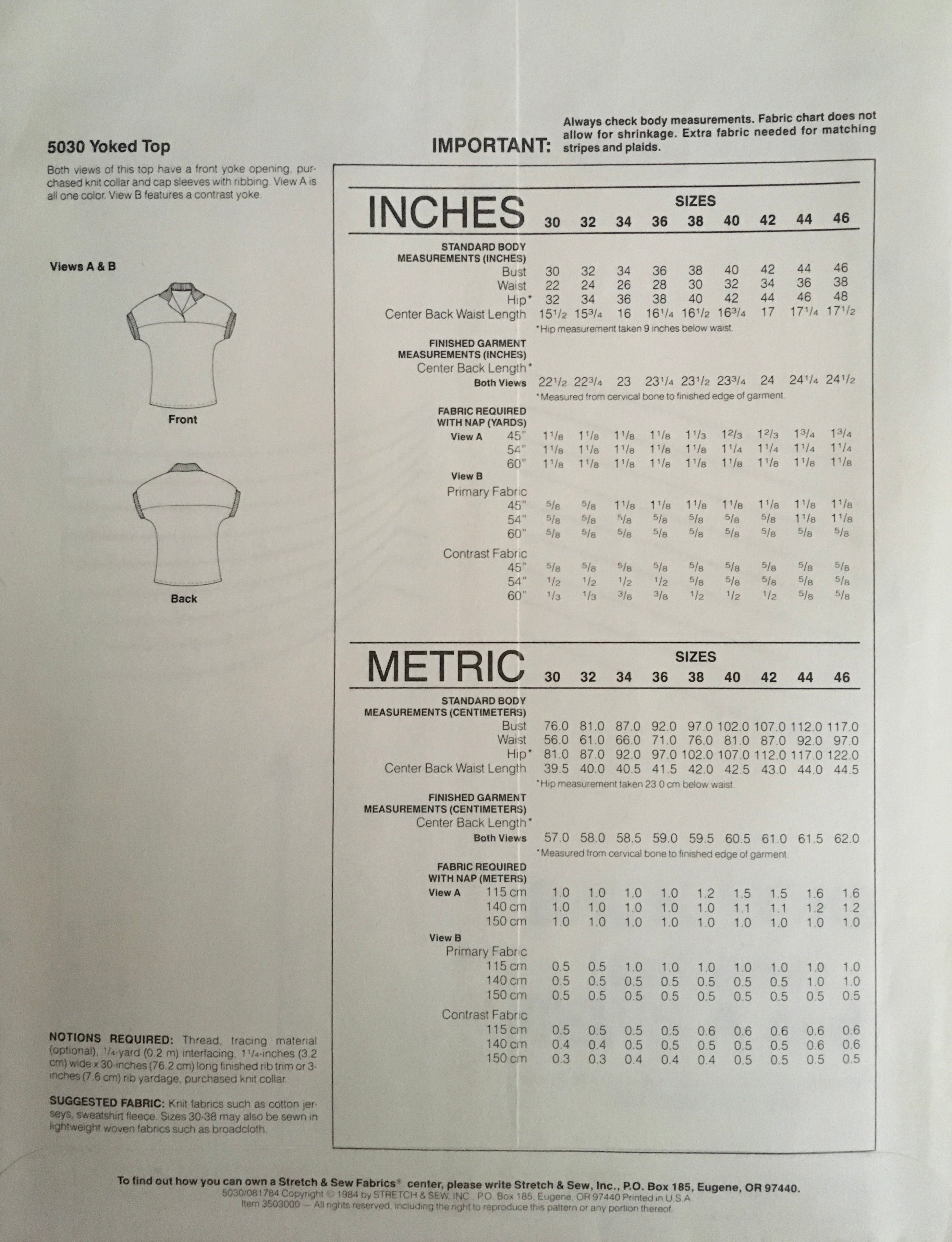 Stretch & Sew 5030 Sewing Pattern (Vintage) UNCUT