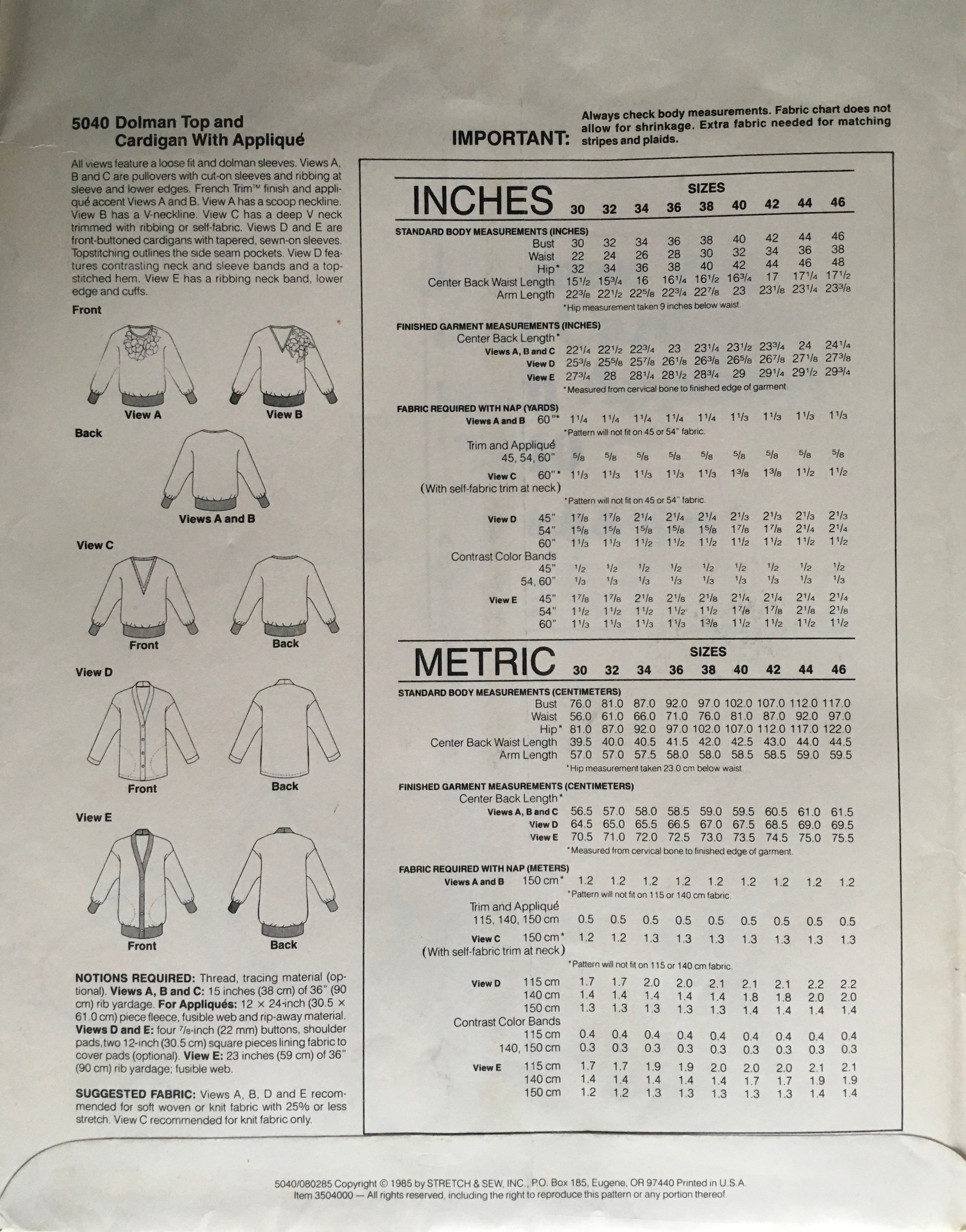 Stretch & Sew 5040 Sewing Pattern (Vintage) UNCUT