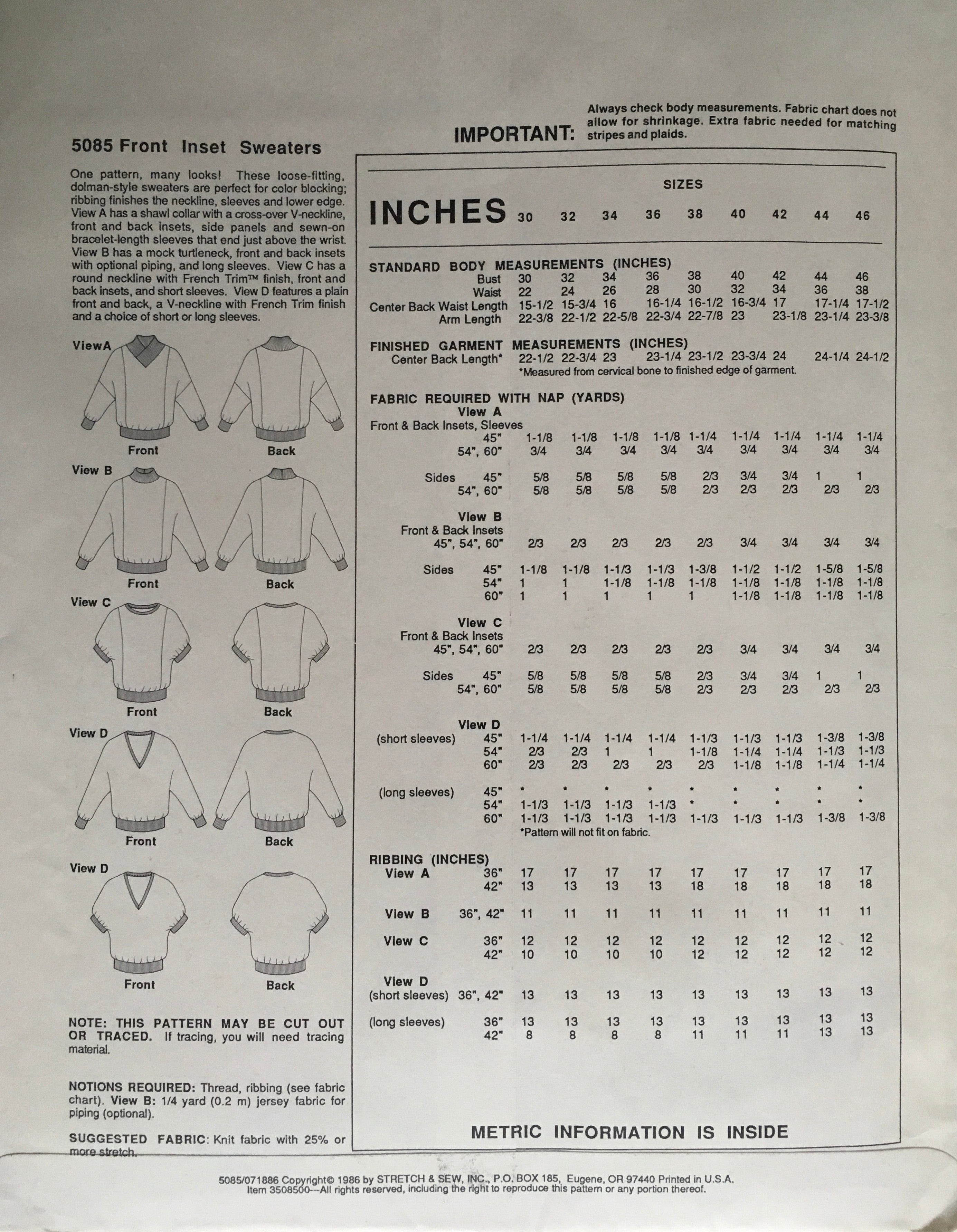Stretch & Sew 5085 Sewing Pattern (Vintage) UNCUT