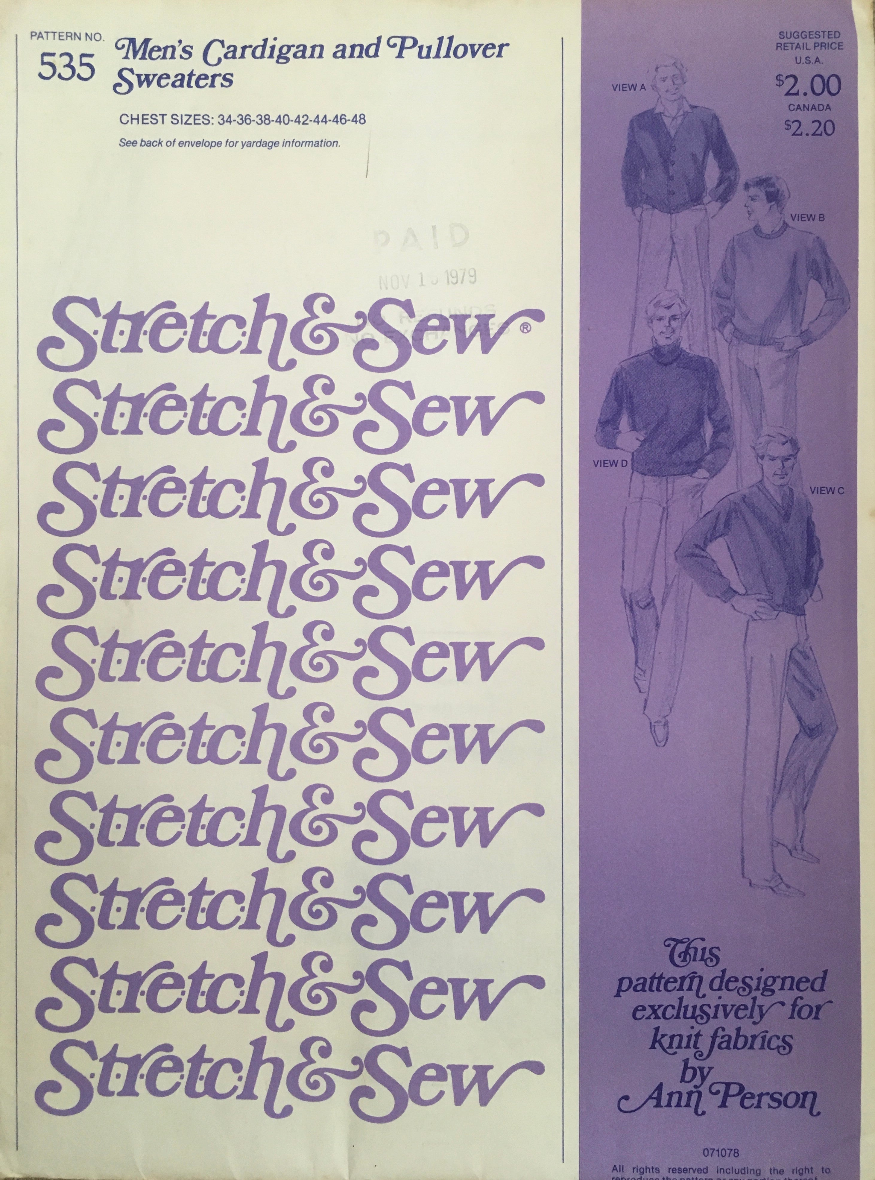 Stretch & Sew 535 Sewing Pattern (Vintage) UNCUT
