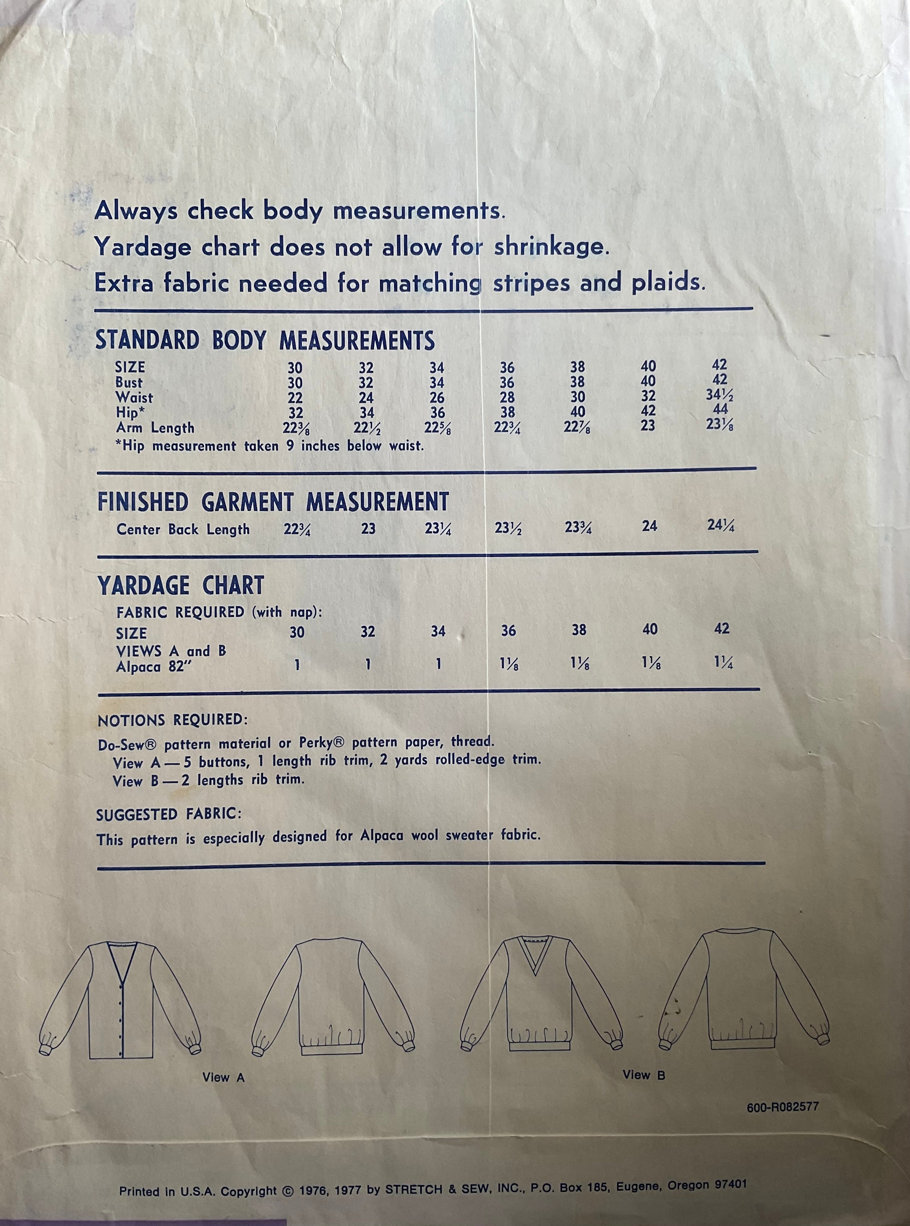 Stretch & Sew 600 Sewing Pattern (Vintage) UNCUT