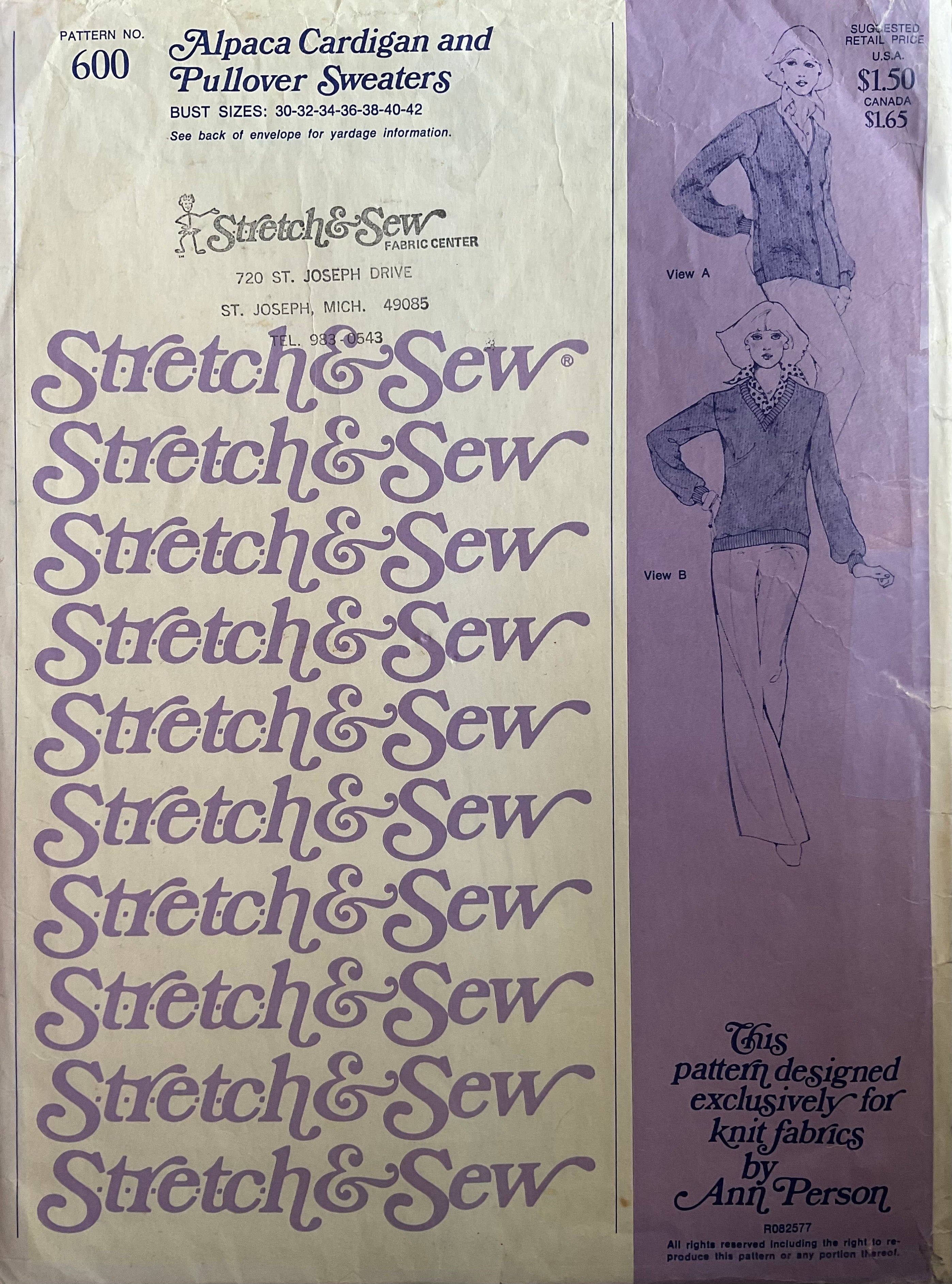 Stretch & Sew 600 Sewing Pattern (Vintage) UNCUT