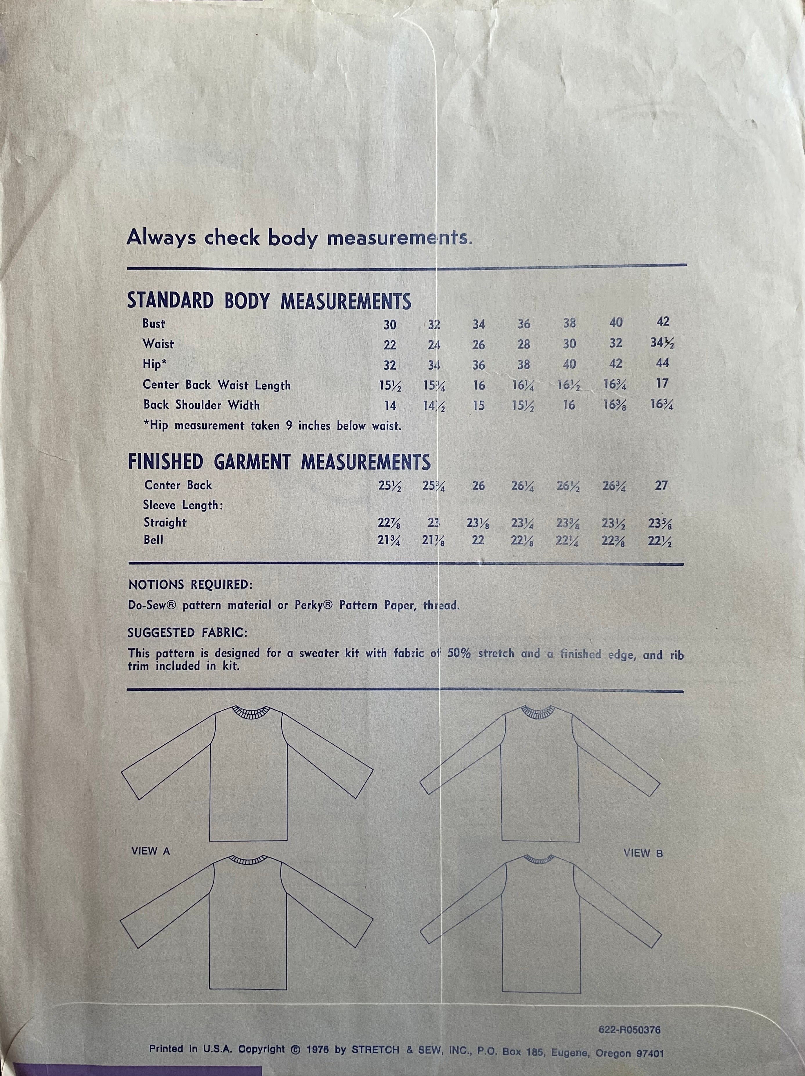 Stretch & Sew 622 Sewing Pattern (Vintage) UNCUT
