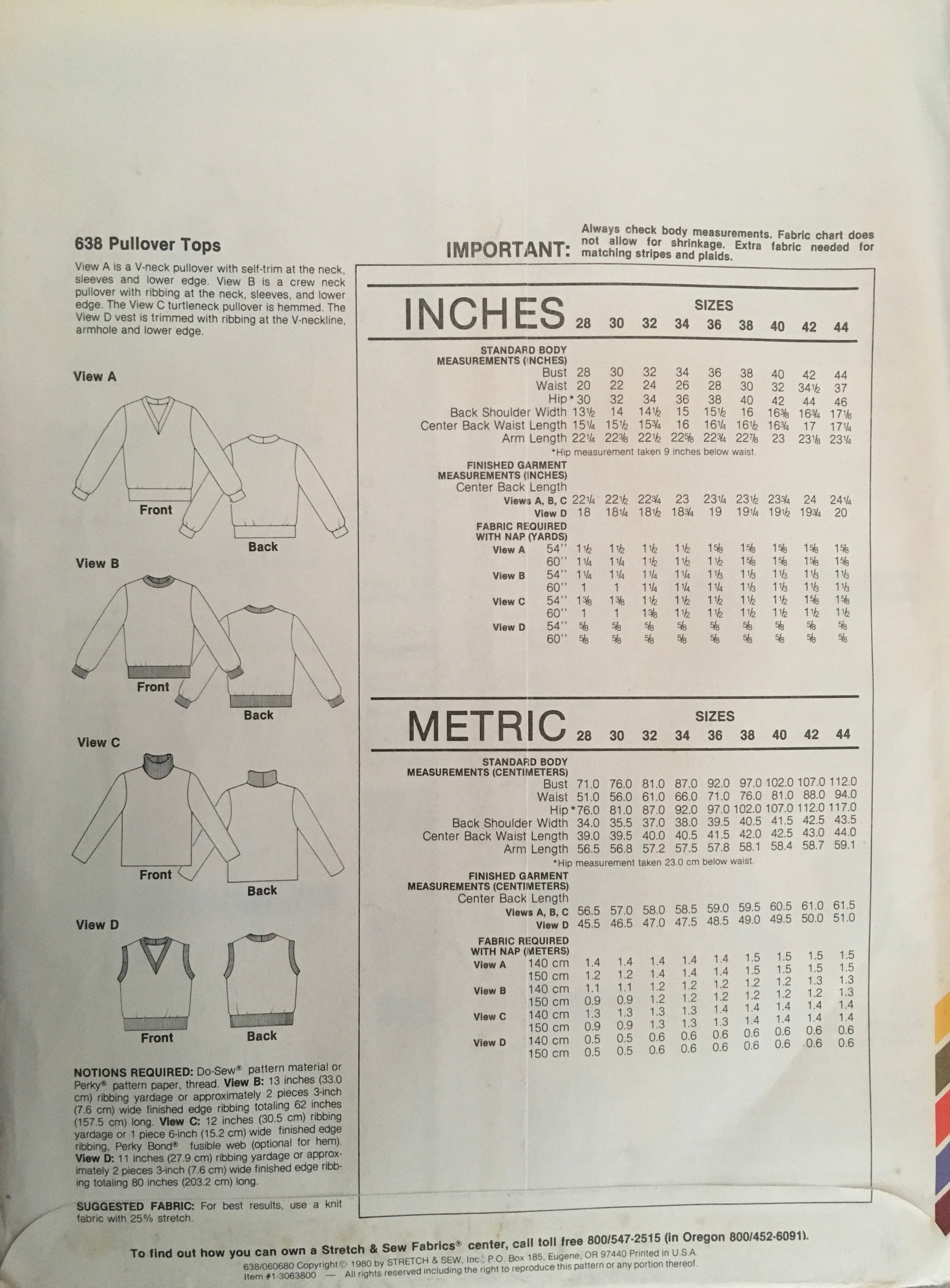 Stretch & Sew 638 Sewing Pattern (Vintage) UNCUT