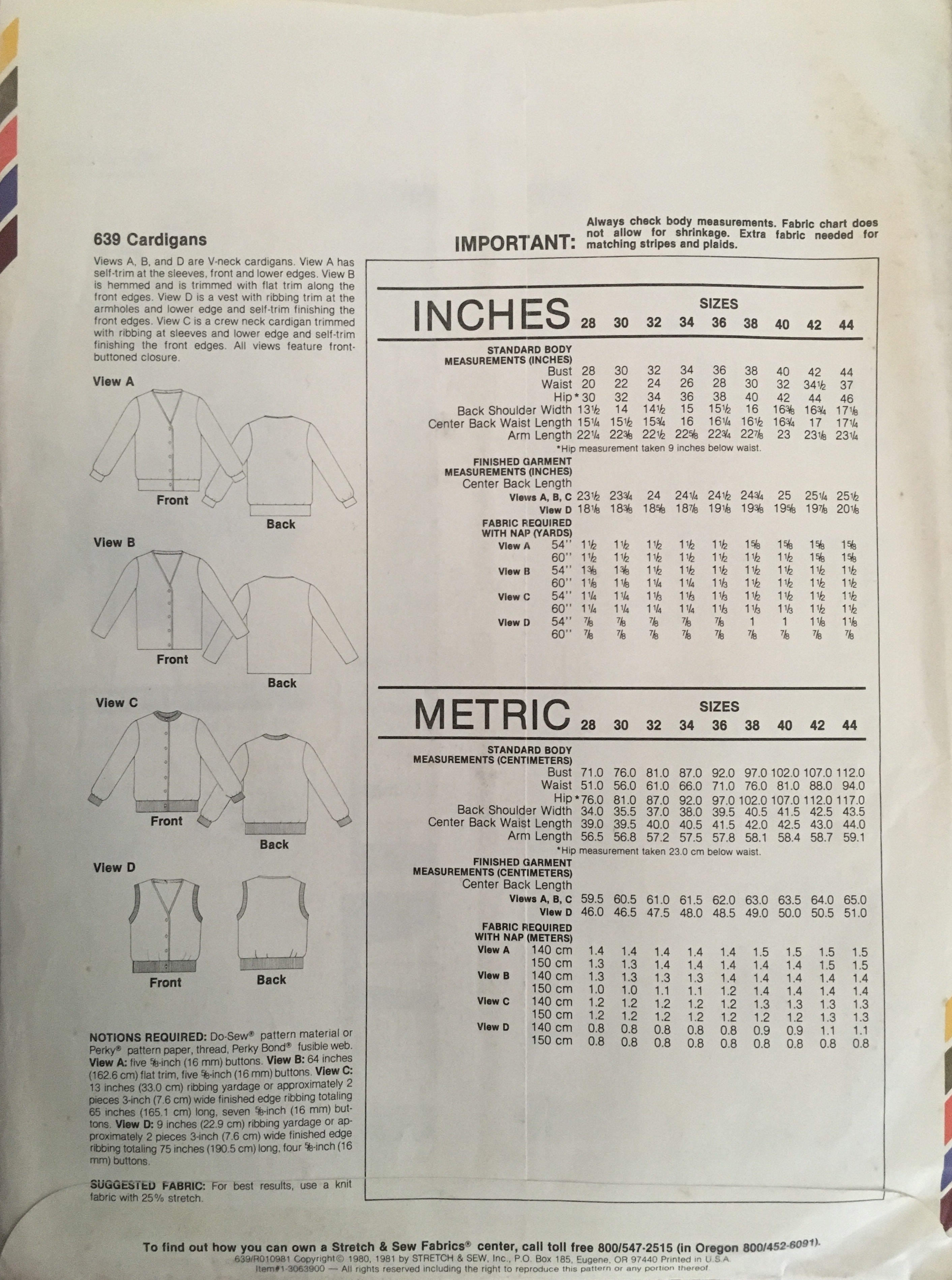 Stretch & Sew 639 Sewing Pattern (Vintage) UNCUT