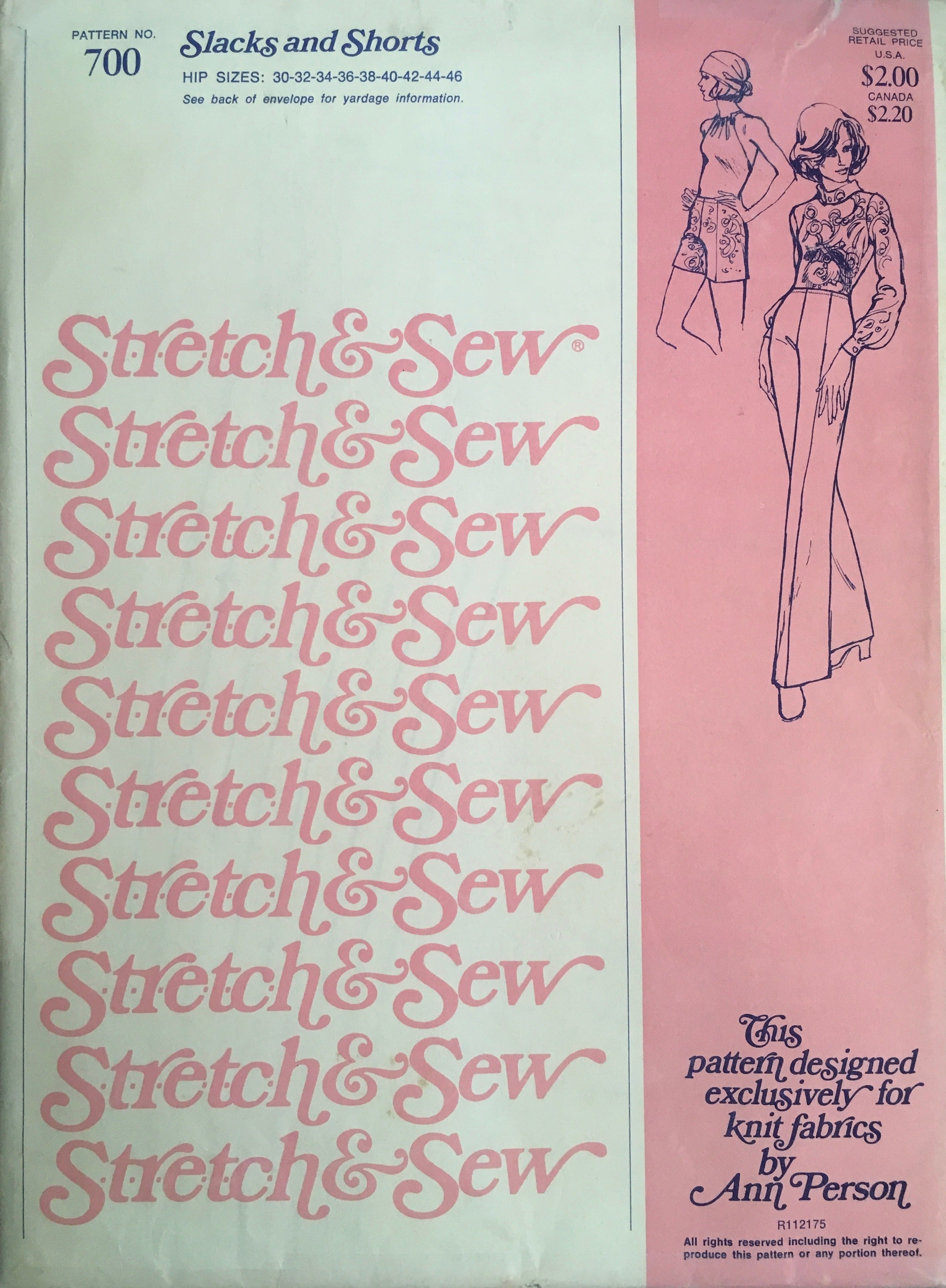 Stretch & Sew 700 Sewing Pattern (Vintage) UNCUT