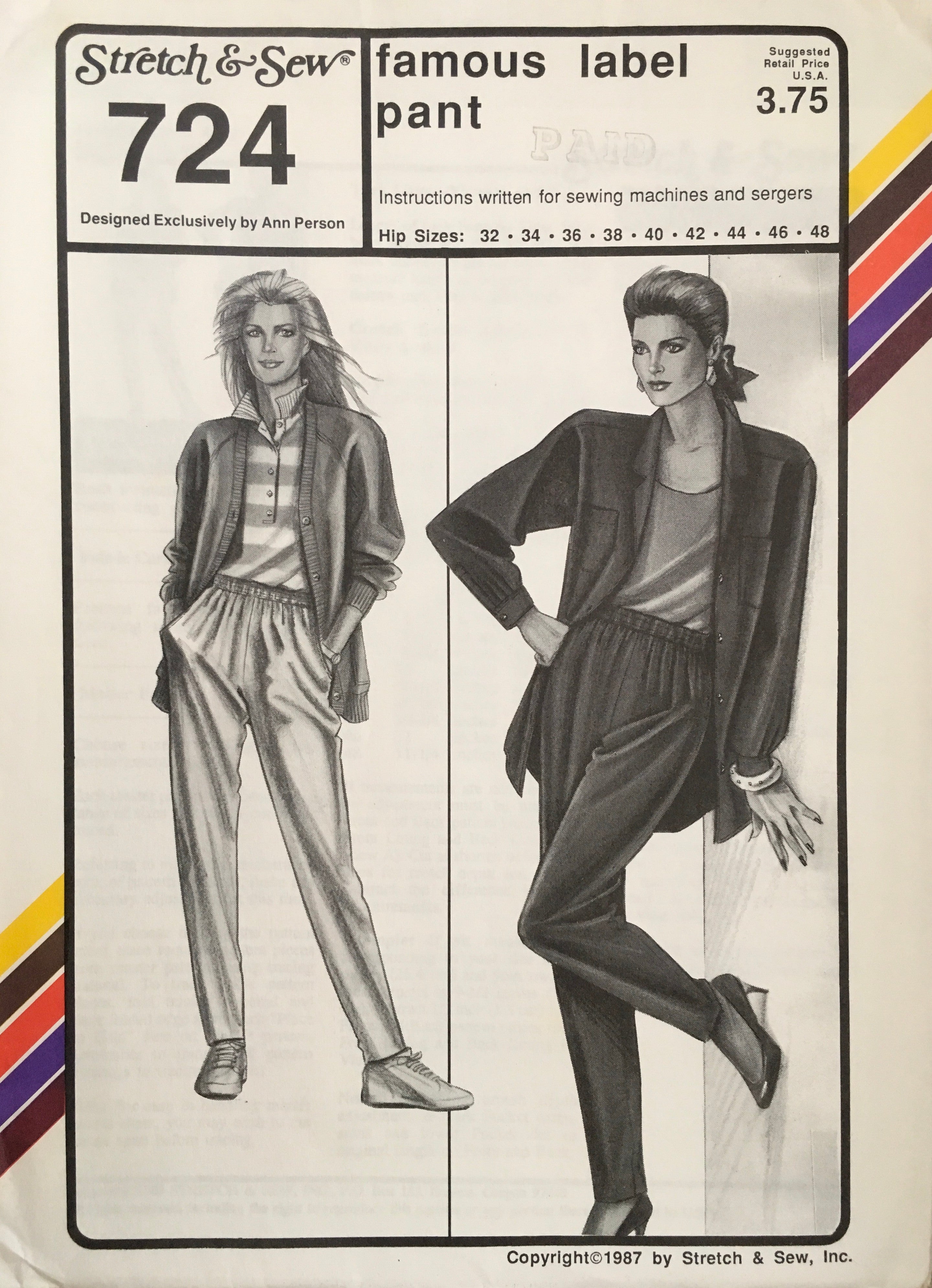 Stretch & Sew 724 Sewing Pattern (Vintage) UNCUT/CUT