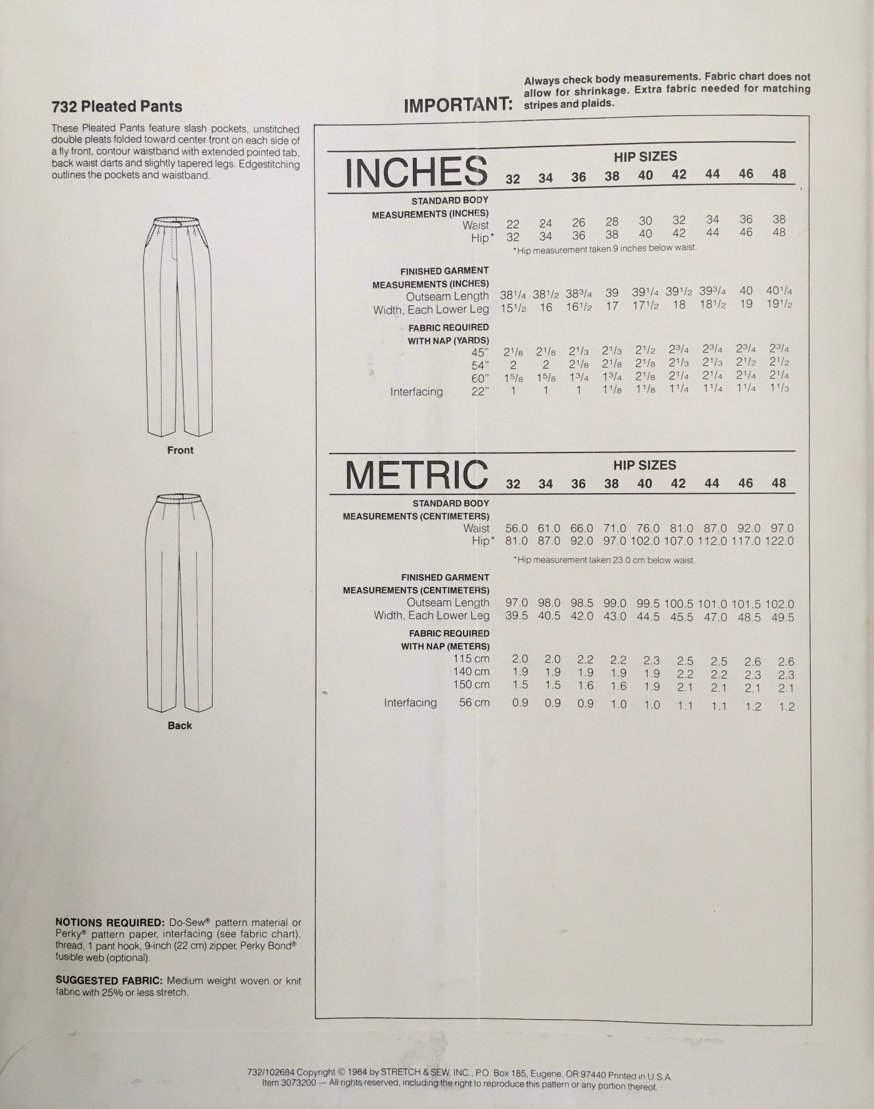 Stretch & Sew 732 Sewing Pattern (Vintage) UNCUT
