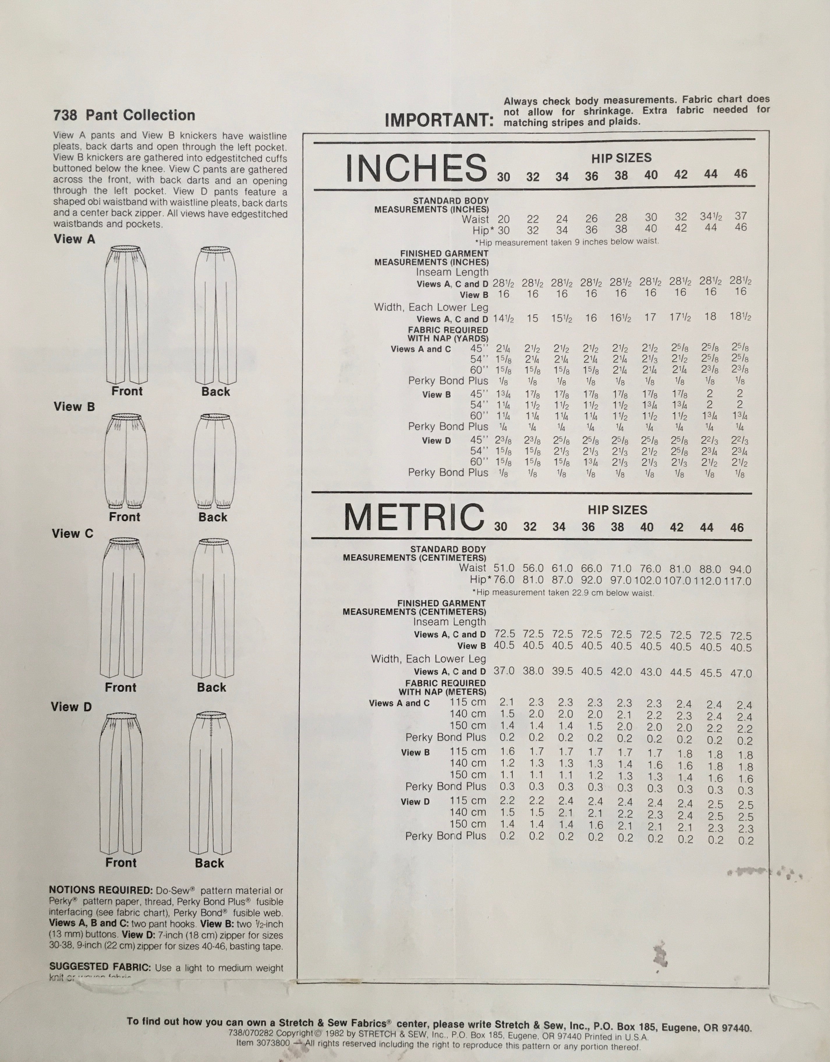Stretch & Sew 738 Sewing Pattern (Vintage) UNCUT