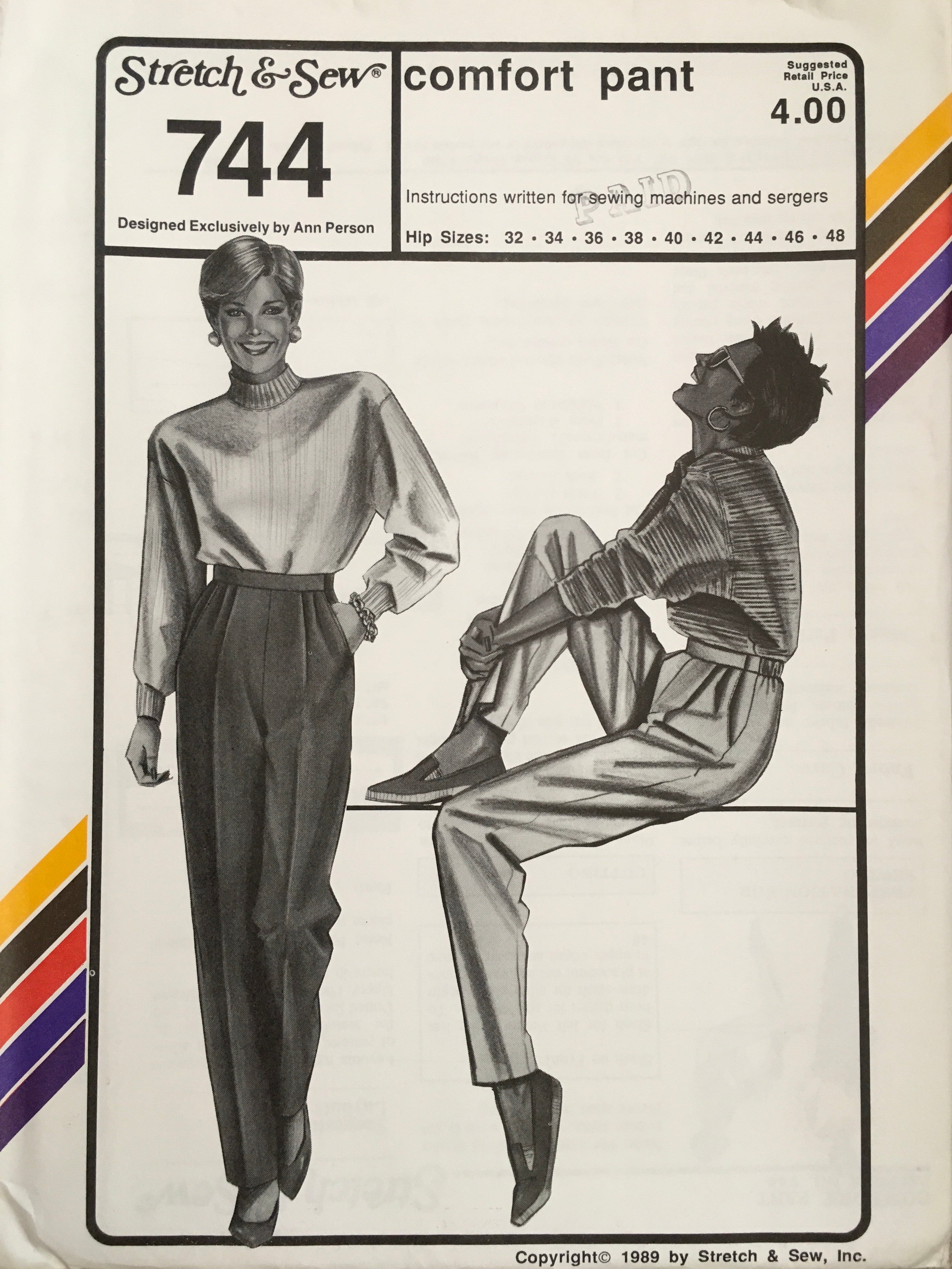 Stretch & Sew 744 Sewing Pattern (Vintage) UNCUT