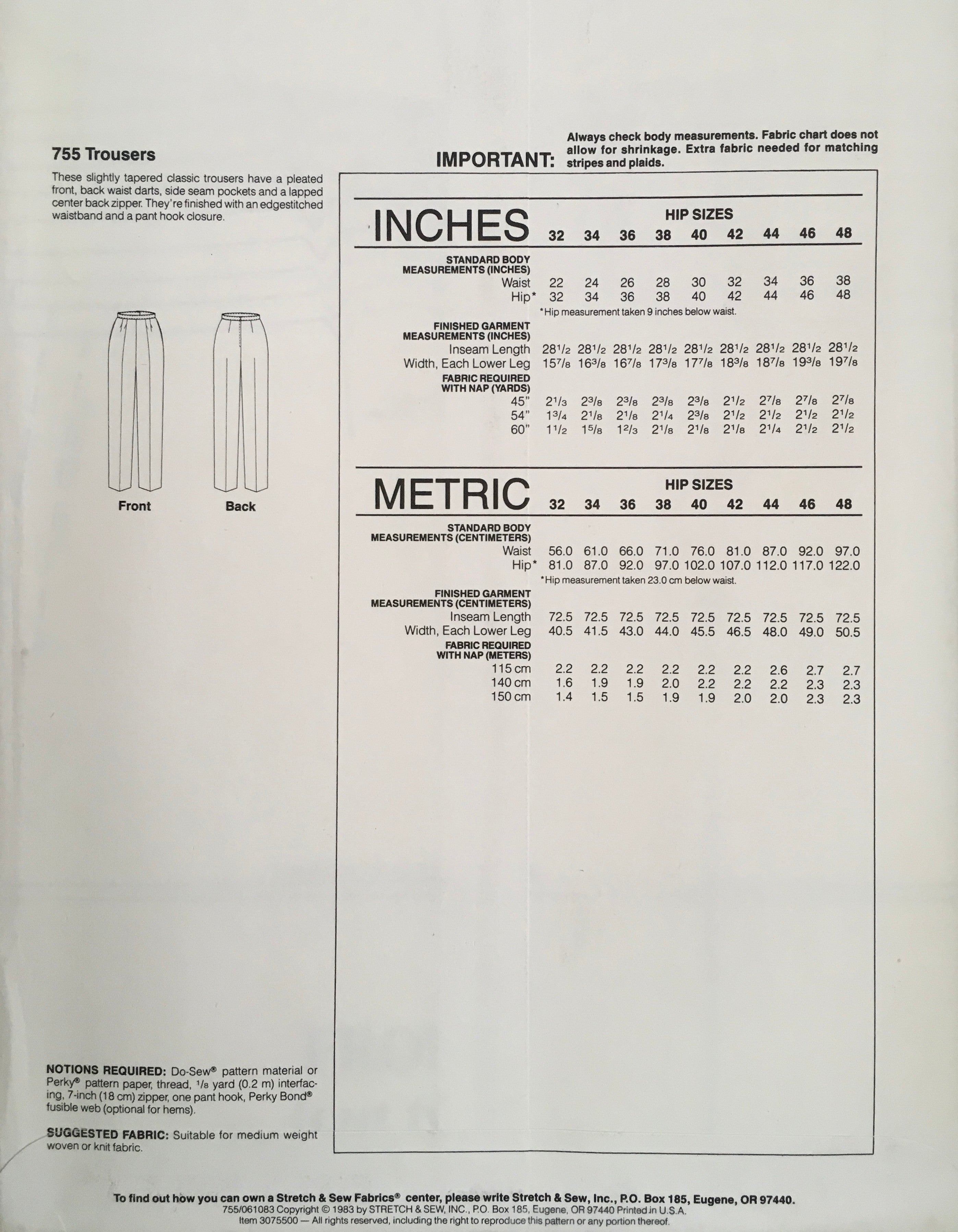 Stretch & Sew 755 Sewing Pattern (Vintage) UNCUT