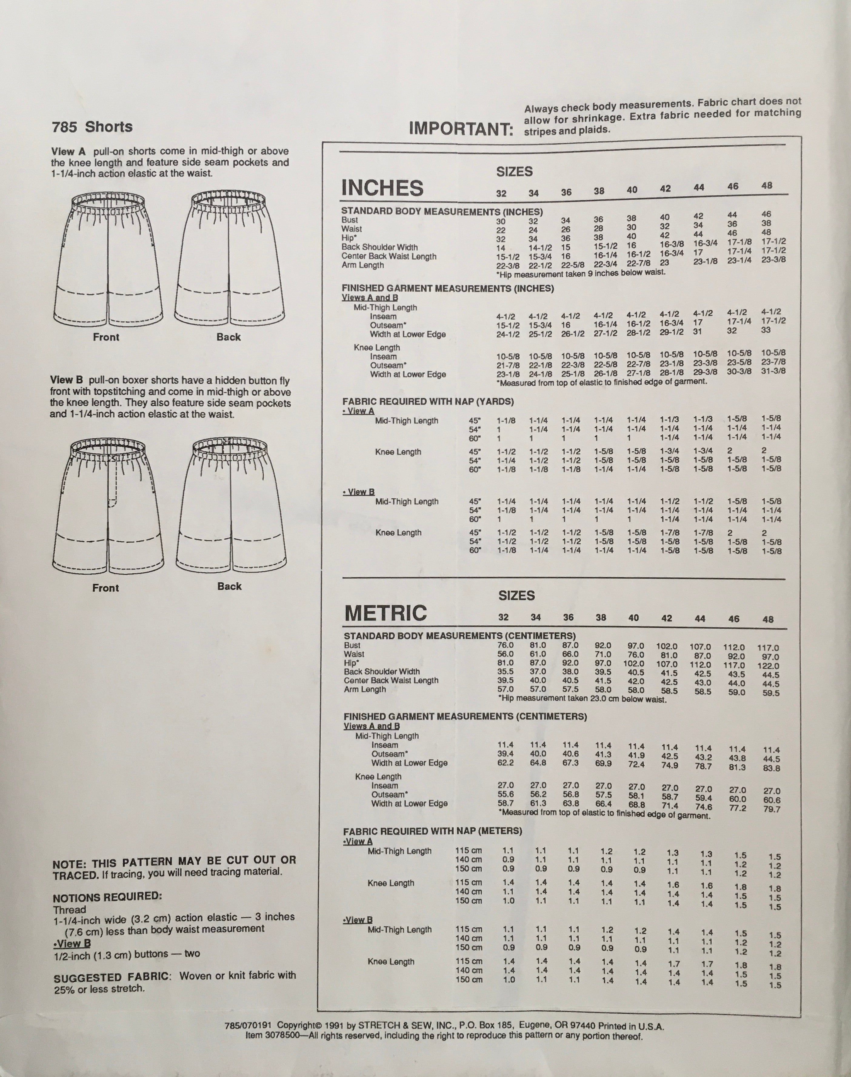 Stretch & Sew 785 Sewing Pattern (Vintage) UNCUT