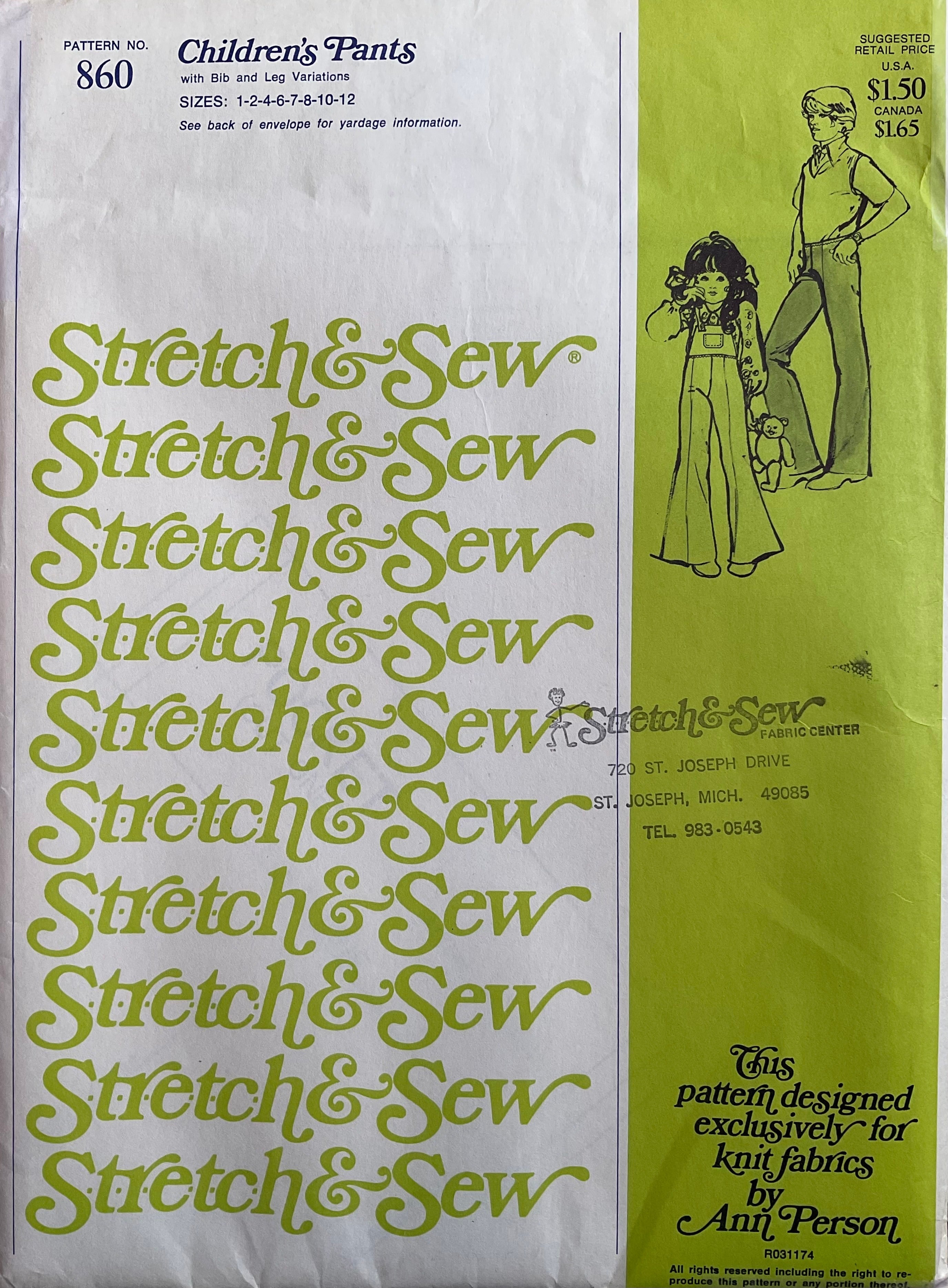 Stretch & Sew 860 Sewing Pattern (Vintage) UNCUT