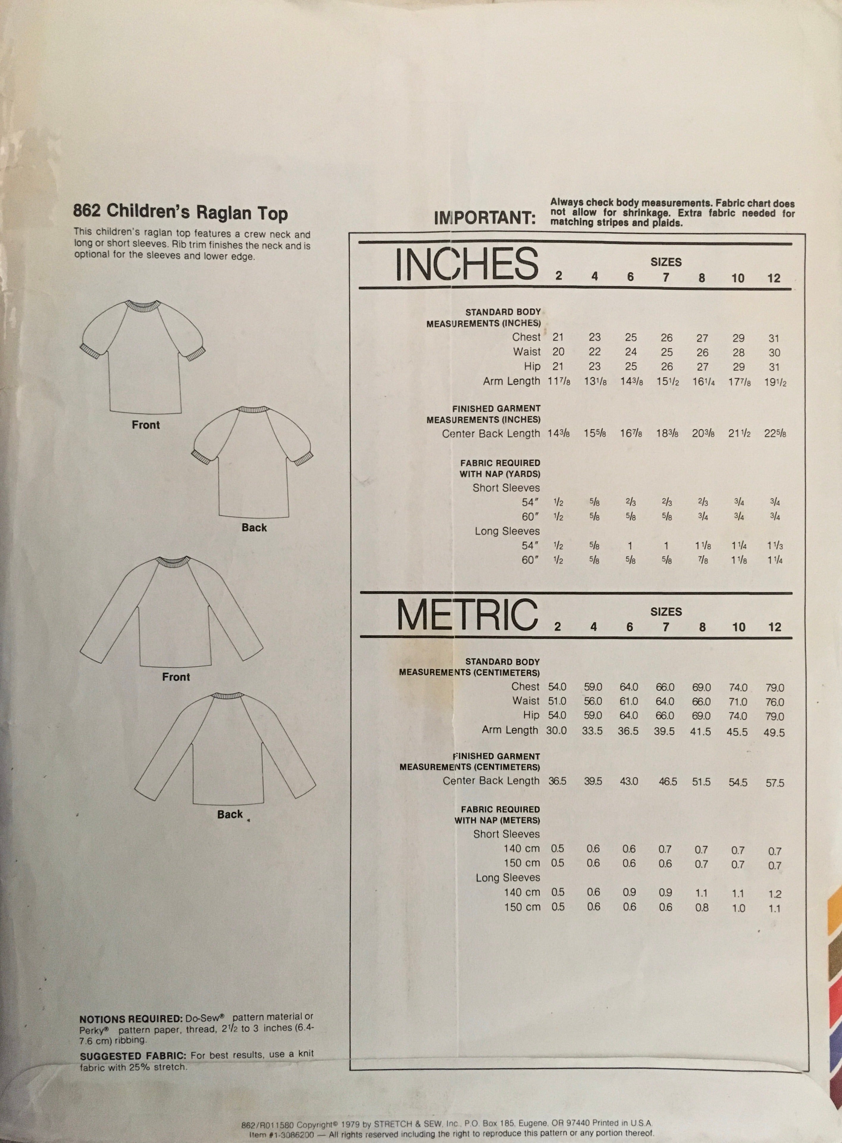 Stretch & Sew 862 Sewing Pattern (Vintage) UNCUT