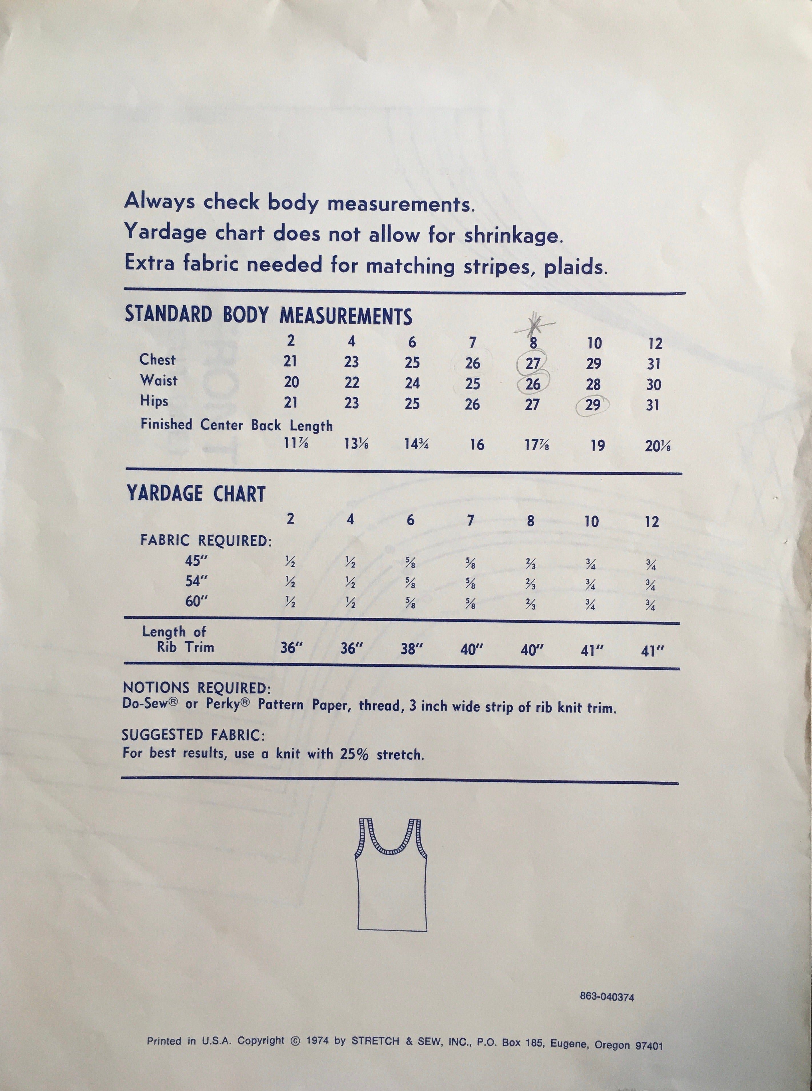 Stretch & Sew 863 Sewing Pattern (Vintage) UNCUT