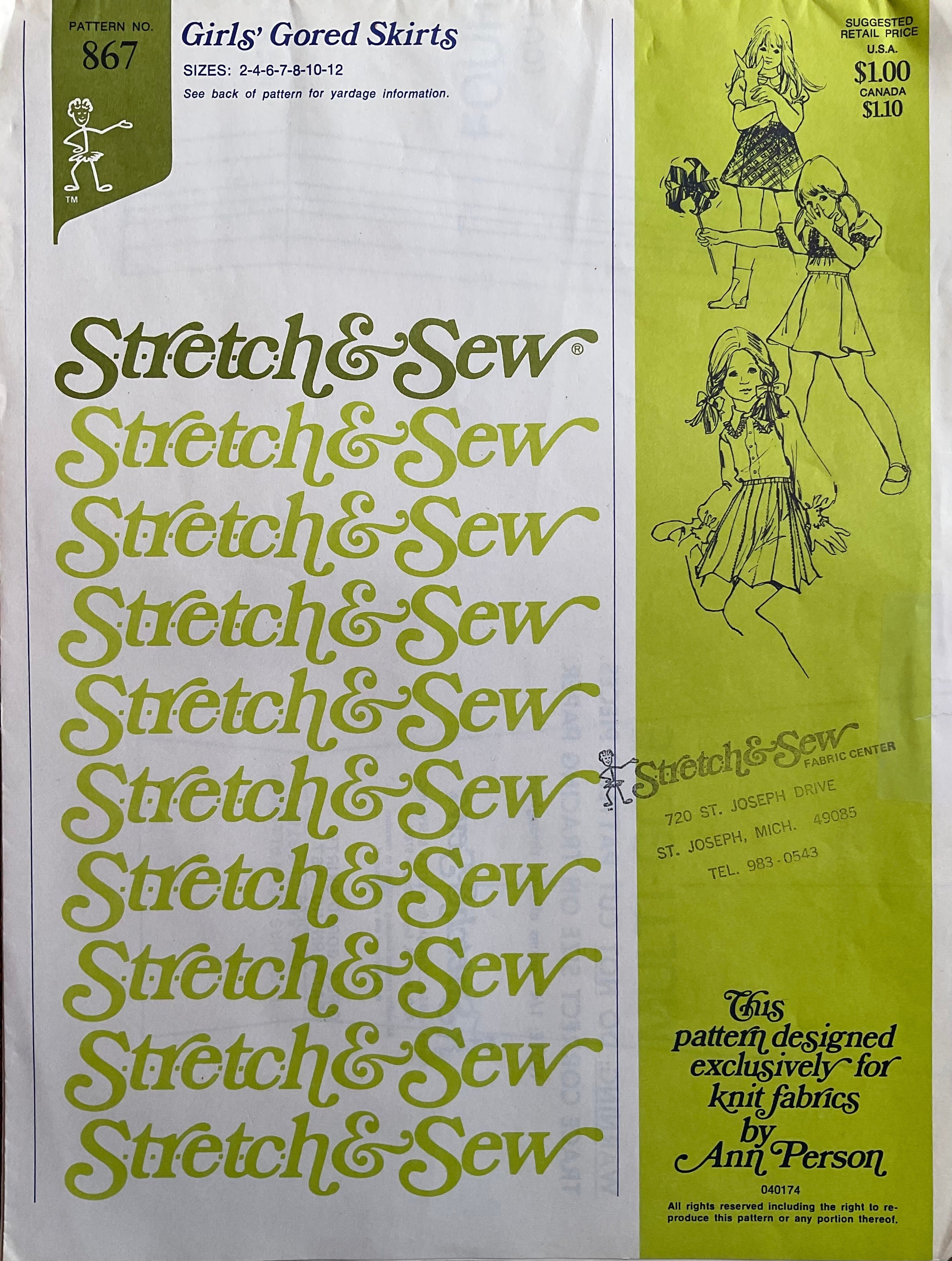 Stretch & Sew 867 Sewing Pattern (Vintage) UNCUT